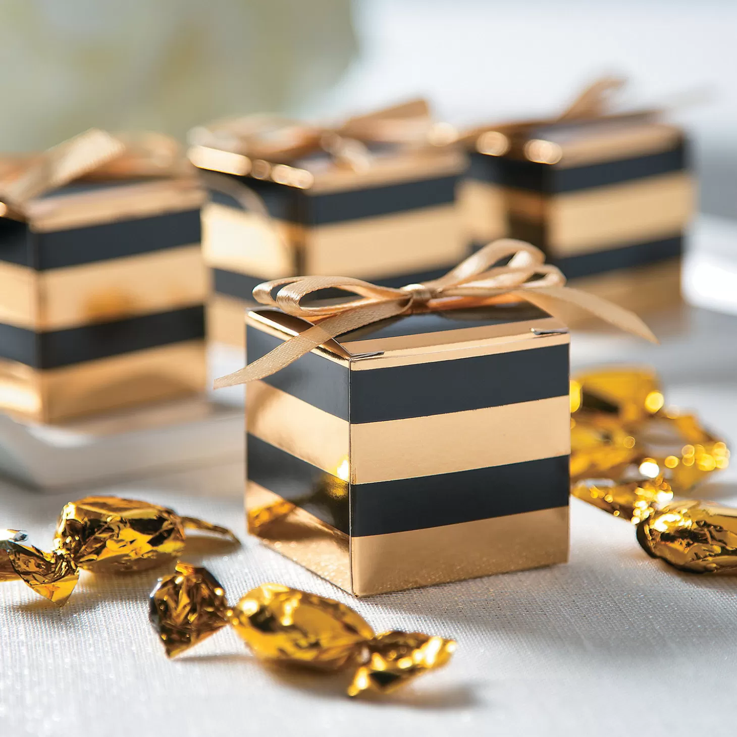 Clearance Black & Gold Favor Boxes - 24 Pc. Halloween Bags