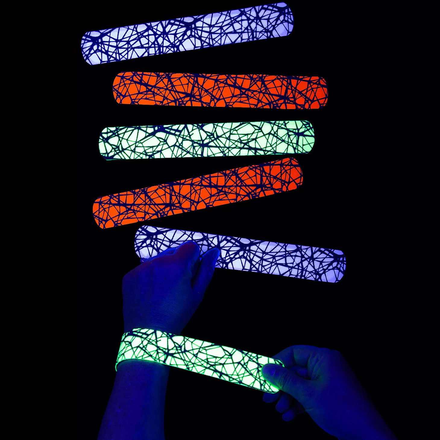 Sale Black Light Slap Bracelets - 12 Pc. Halloween Apparel & Accessories