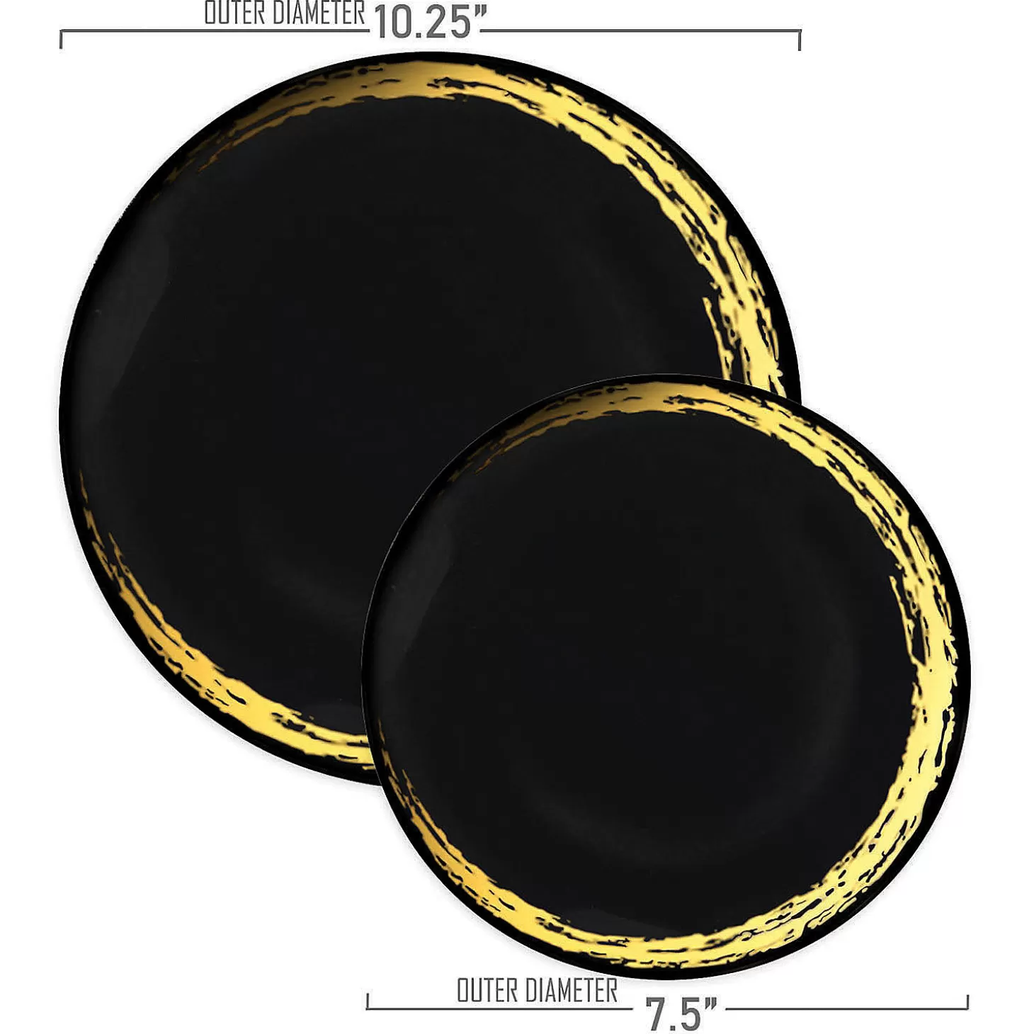 Fashion Black With Gold Moonlight Round Disposable Plastic Dinnerware Value Set (20 Settings) Bulk Halloween Supplies
