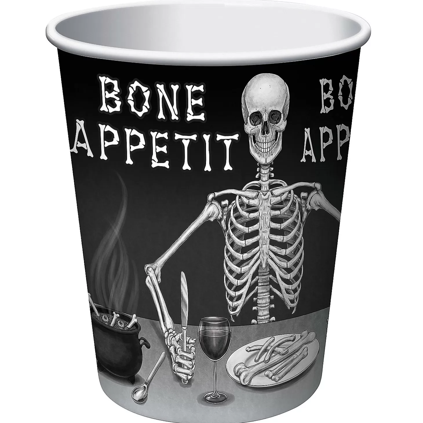 Discount Bone Appetit Smiling Skeleton Halloween Paper Cups - 8 Pc. Tableware