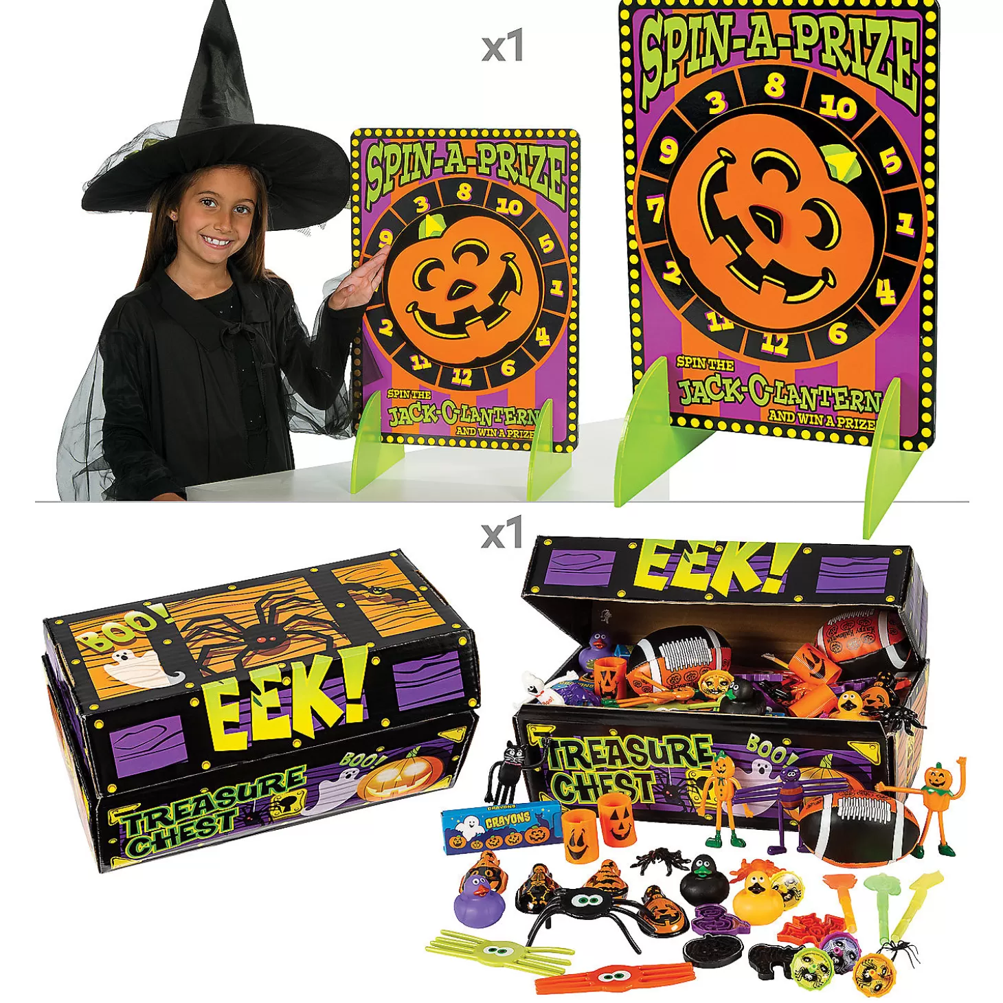 Best Sale Bulk 101 Pc. Halloween Game Wheel & Prize Kit Halloween Fun Kits