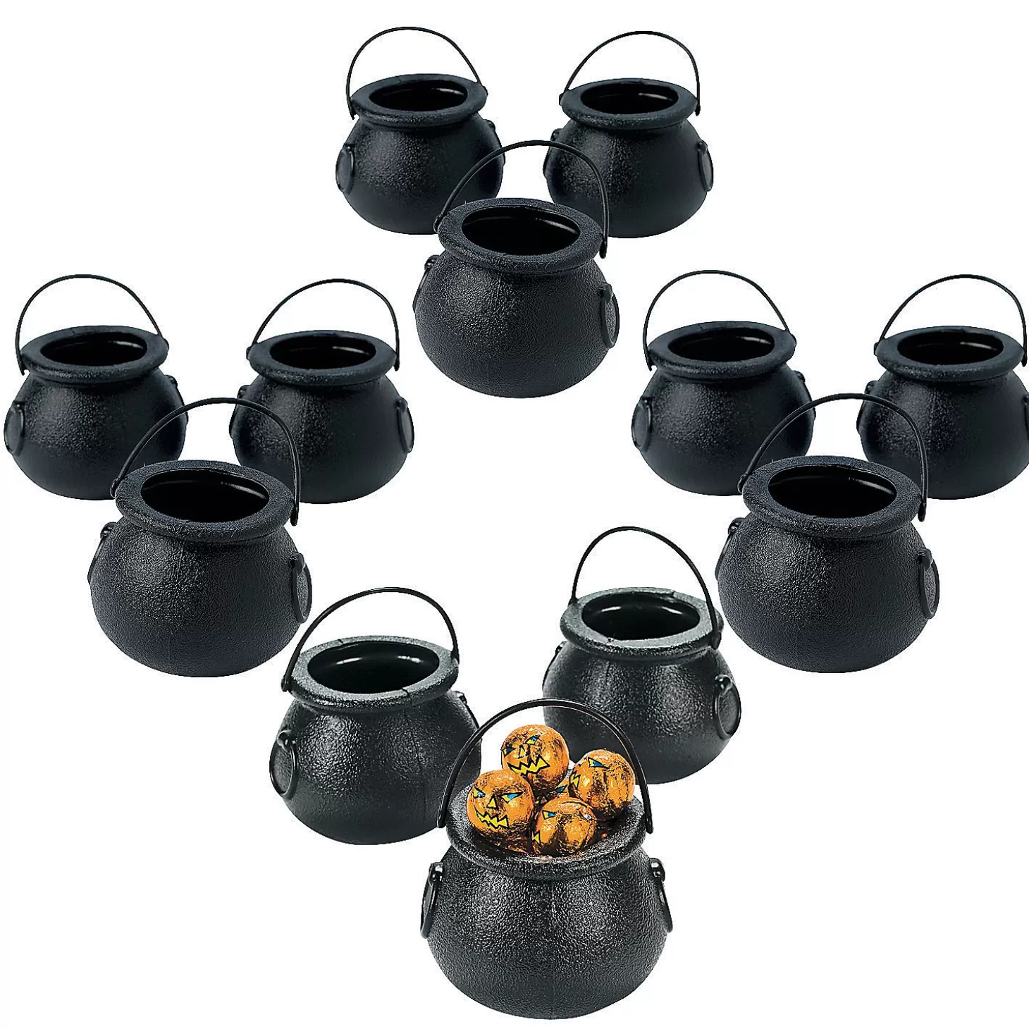 Fashion Bulk 144 Pc. Black Cauldron Candy Buckets Halloween Bags