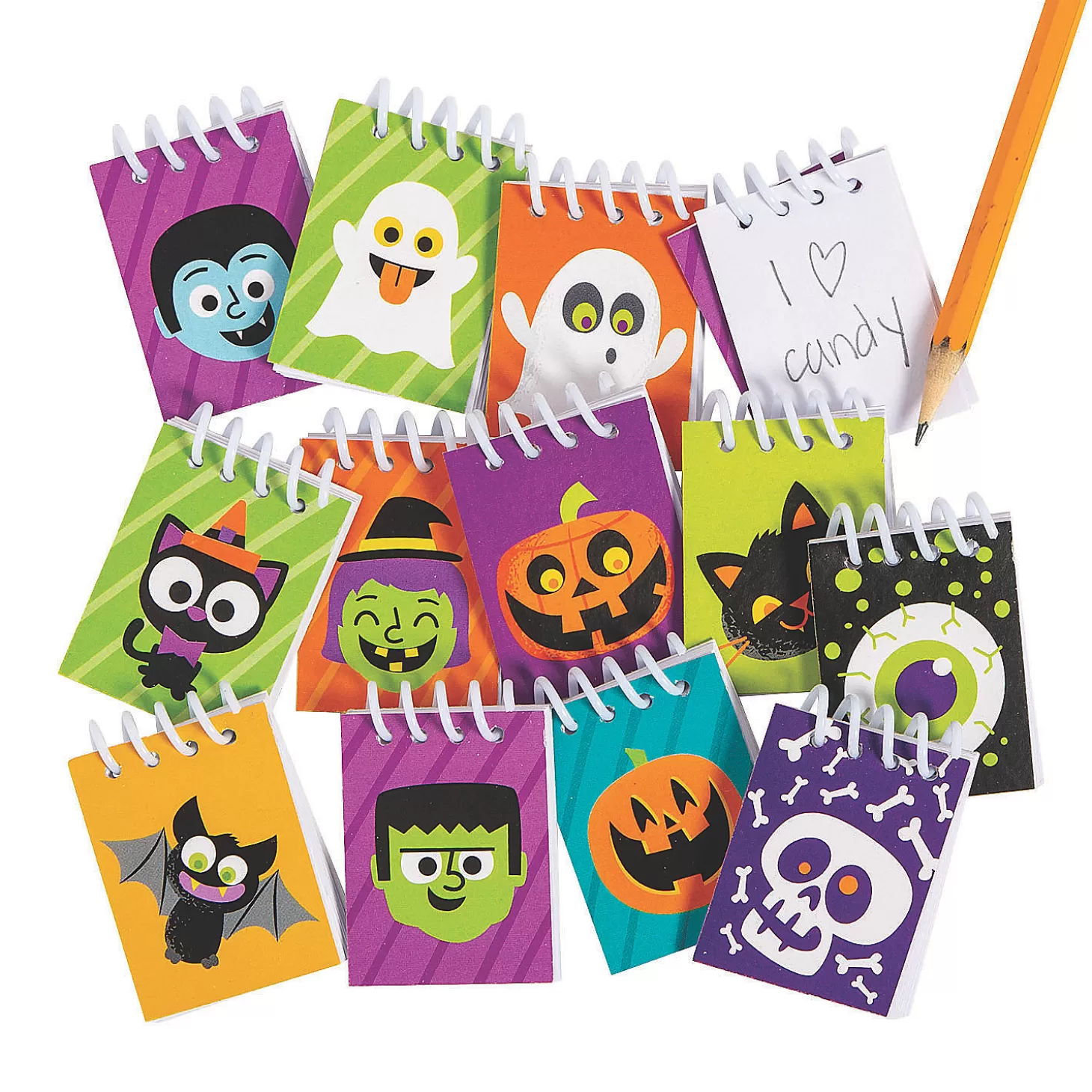 Outlet Bulk 144 Pc. Halloween Mini Spiral Notepad Assortment Bulk Halloween Supplies