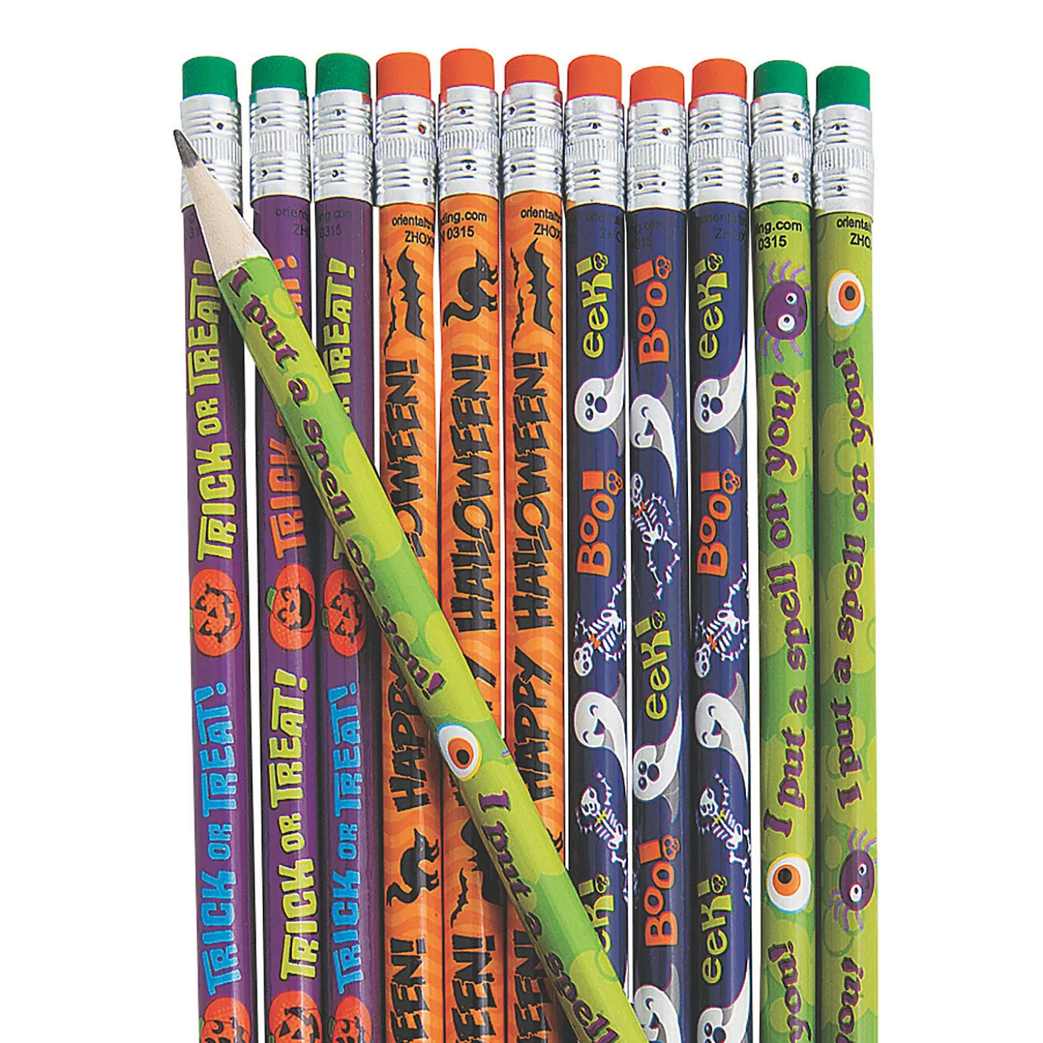 Cheap Bulk 144 Pc. Halloween Pencil Assortment Boo Bags