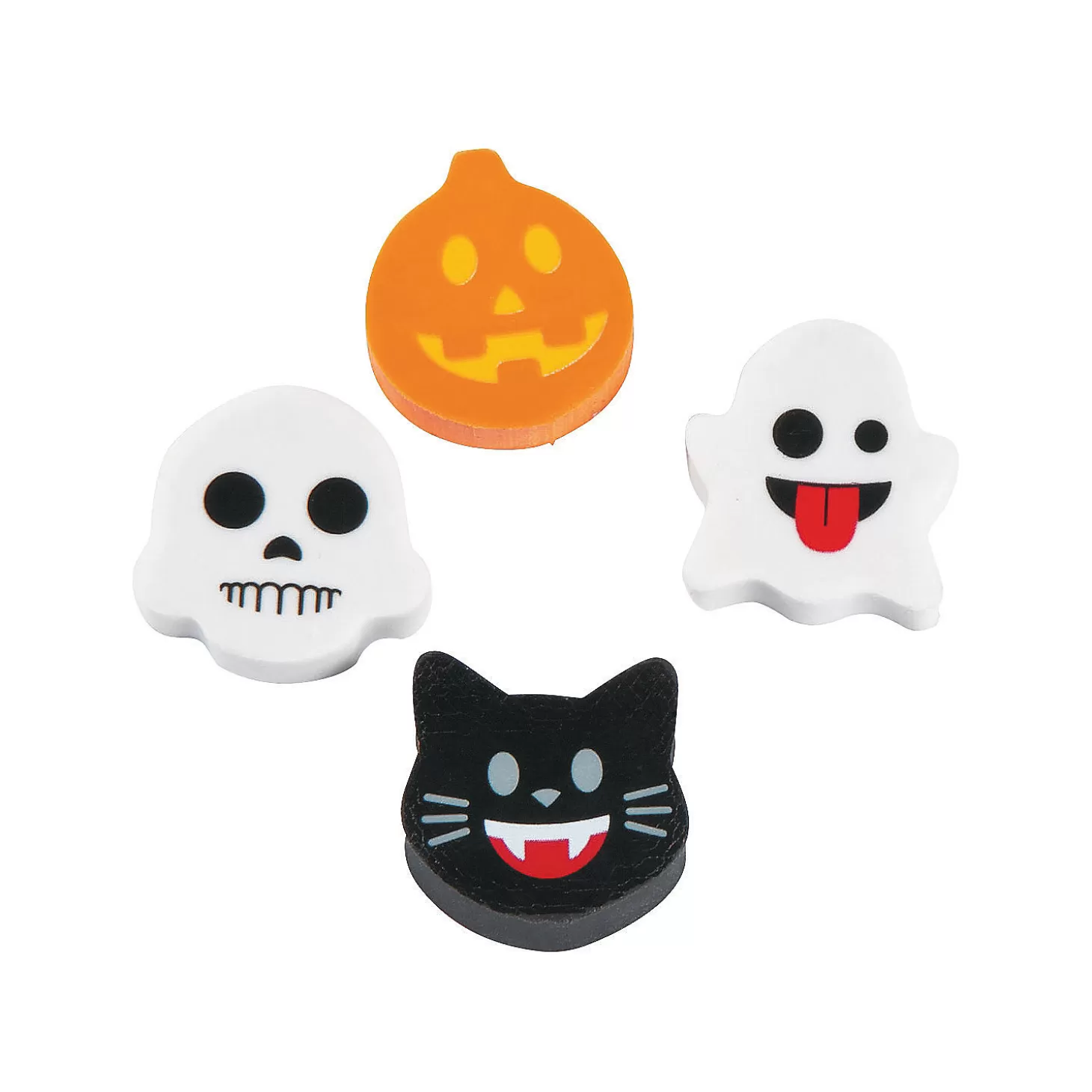 Shop Bulk 144 Pc. Mini Halloween Emoji Eraser Assortment Bulk Halloween Supplies
