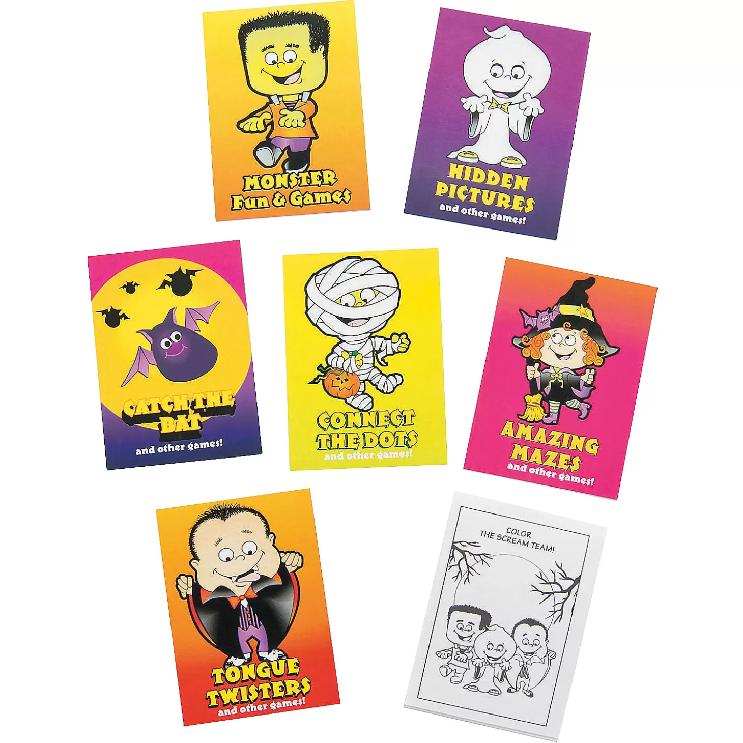 Discount Bulk 144 Pc. Mini Halloween Fun & Games Books Boo Bags