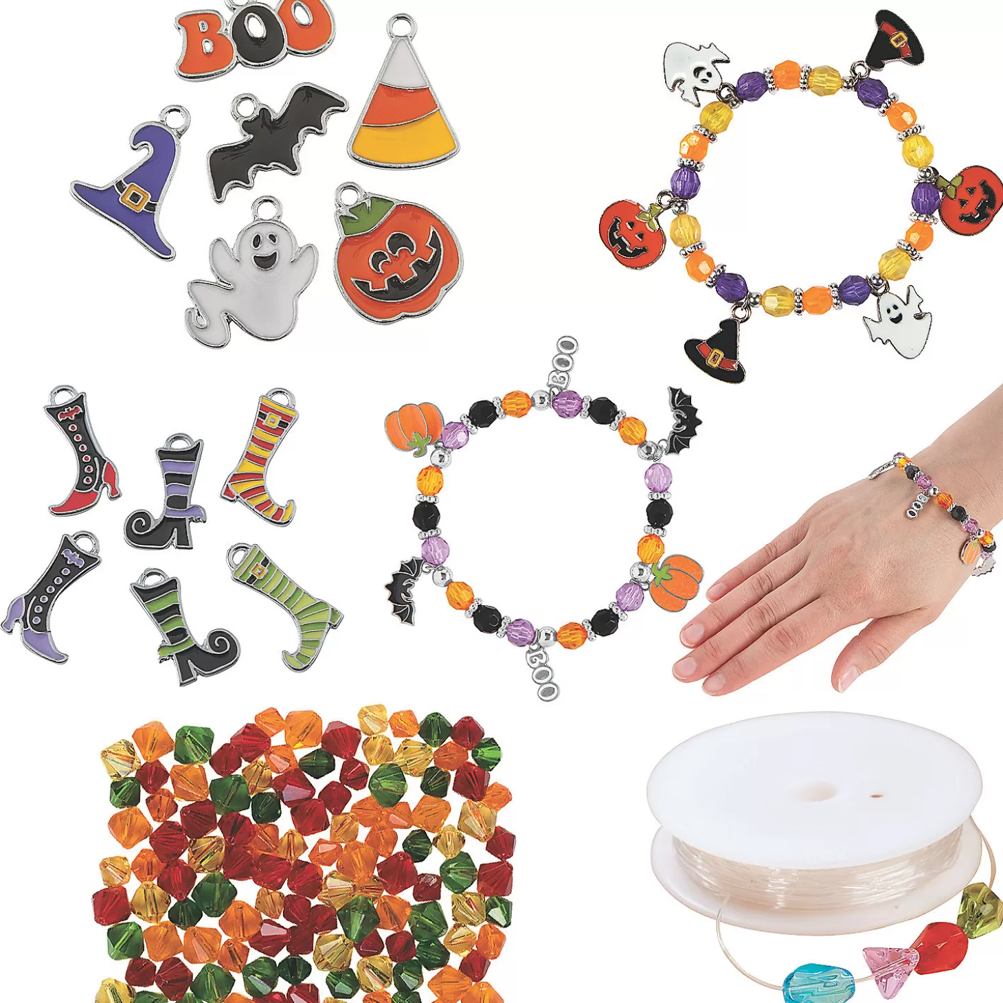 Cheap Bulk 249 Pc. Ultimate Halloween Charm Bracelet Craft Kit Supplies Halloween Fun Kits