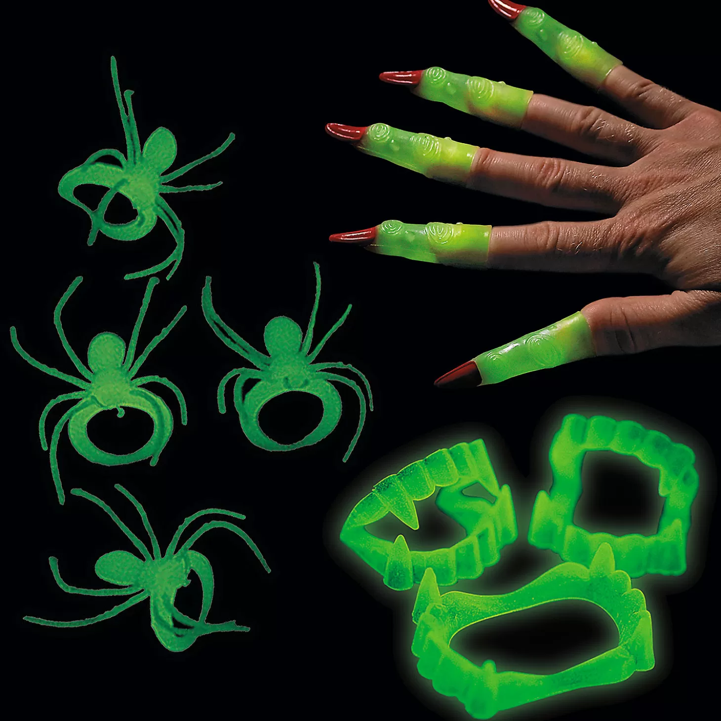 Store Bulk 288 Pc. Glow-In-The-Dark Creepy Halloween Accessories Kit Boo Bags