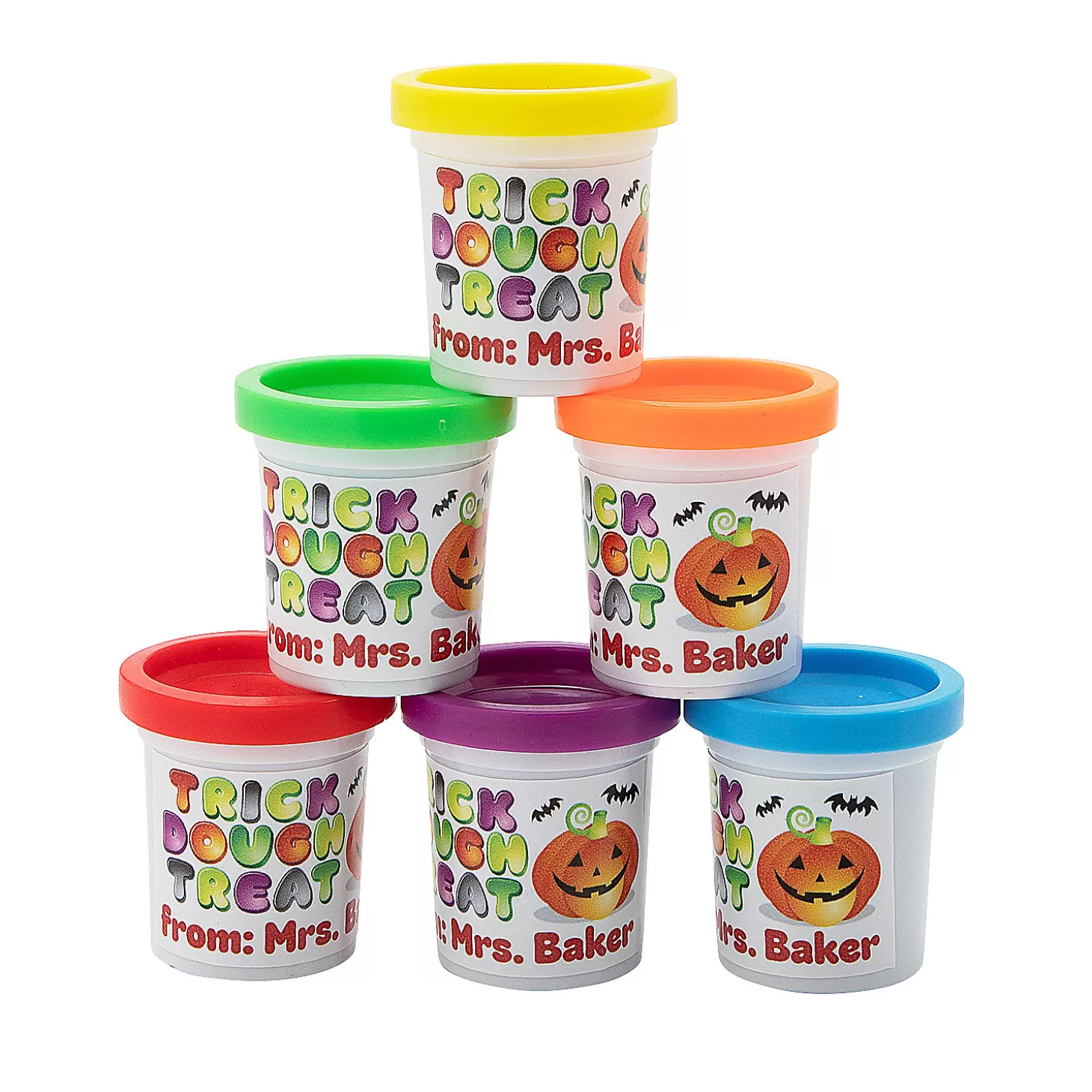 Online Bulk 30 Pc. Personalized Halloween Dough Handouts Bulk Halloween Supplies