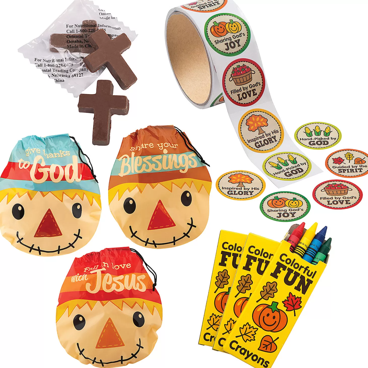 Discount Bulk 435 Pc. Religious Fall Scarecrow Goody Bag Kit For 72 Bulk Halloween Supplies
