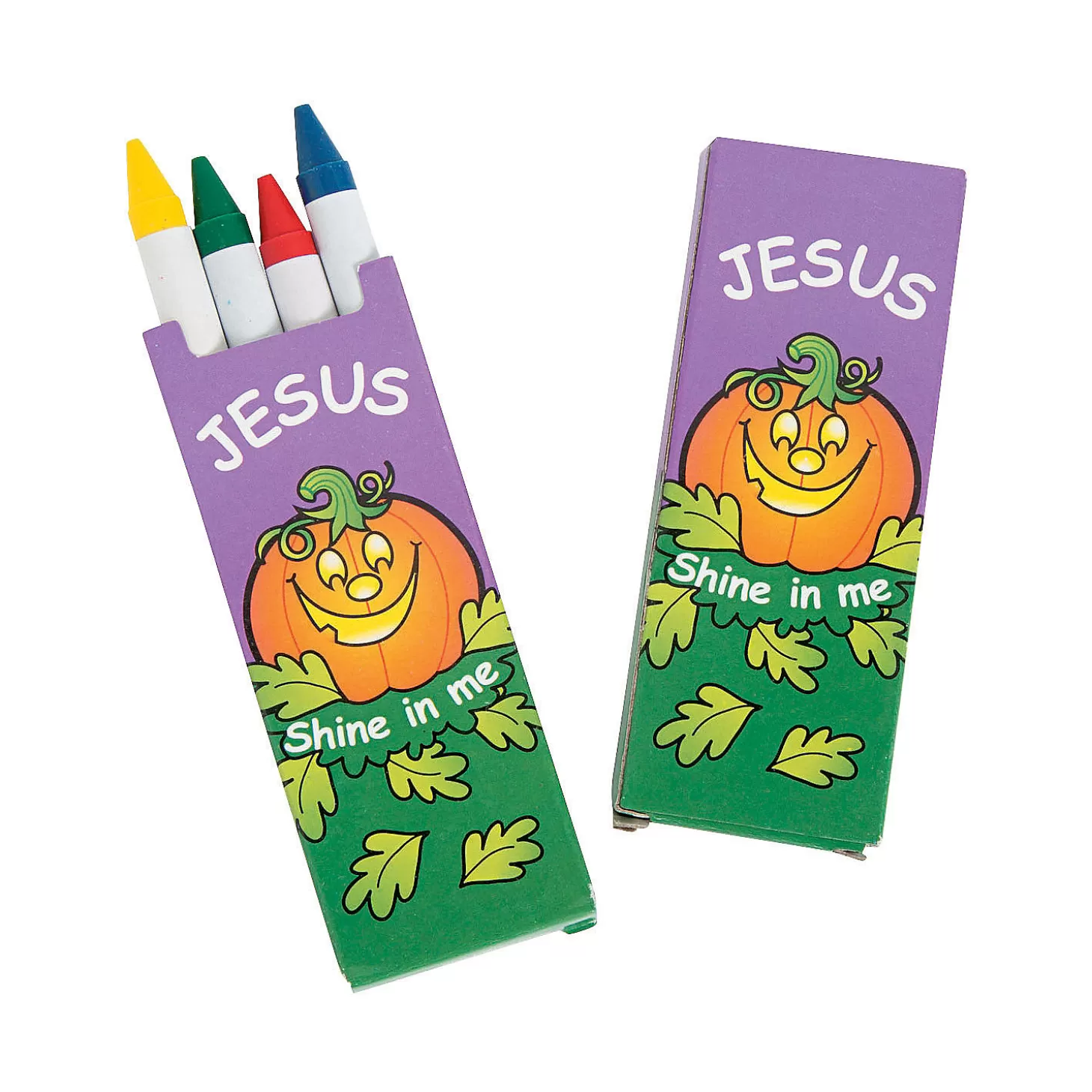 Cheap Bulk 48 Boxes Christian Pumpkin Crayons - 4 Colors Per Box Boo Bags