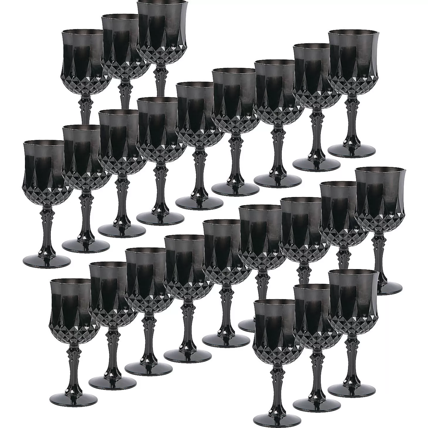 Best Bulk 48 Ct. Black Patterned Plastic Wine Glasses Bulk Halloween Supplies