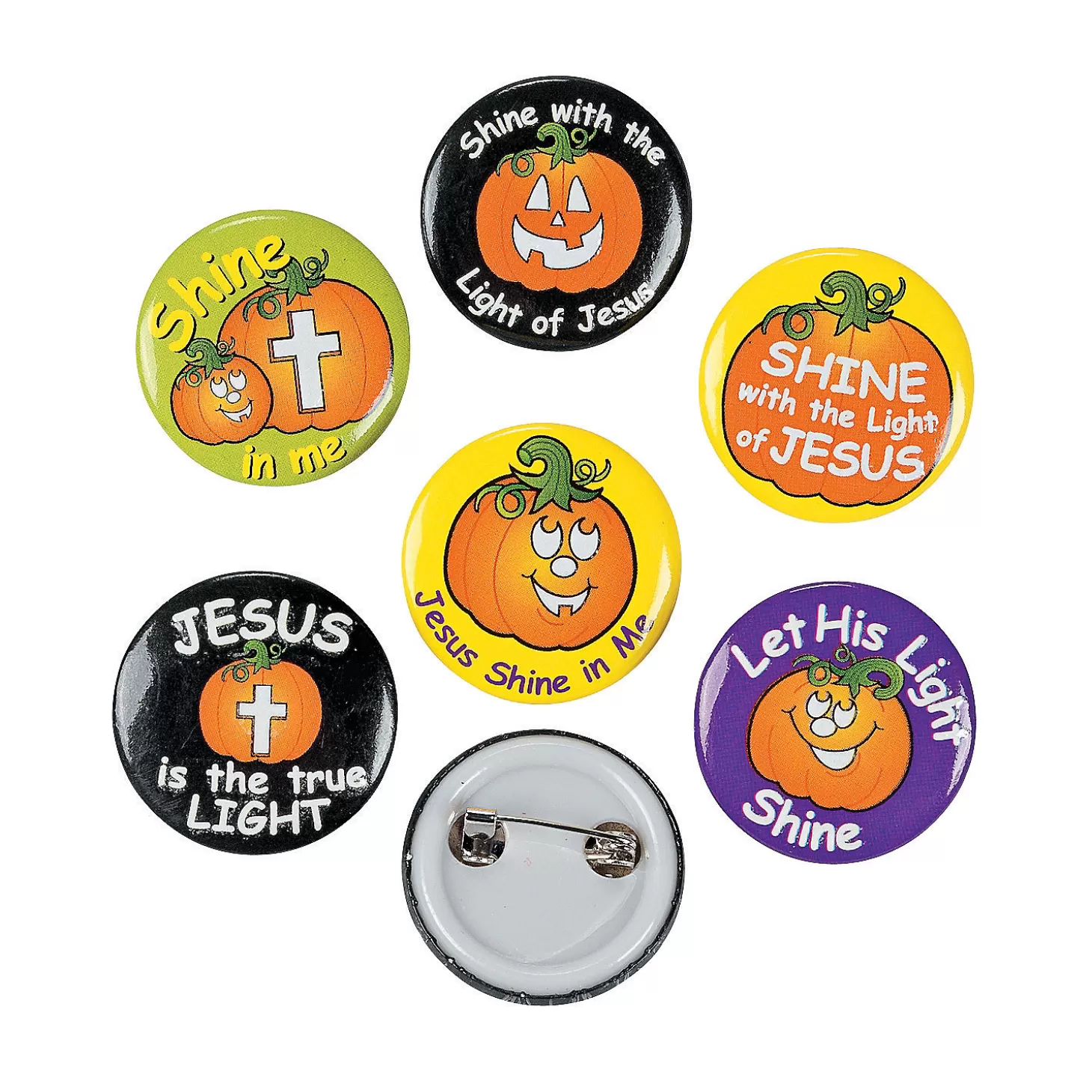 Online Bulk 48 Pc. Christian Pumpkin Glow-In-The-Dark Mini Buttons Halloween Apparel & Accessories