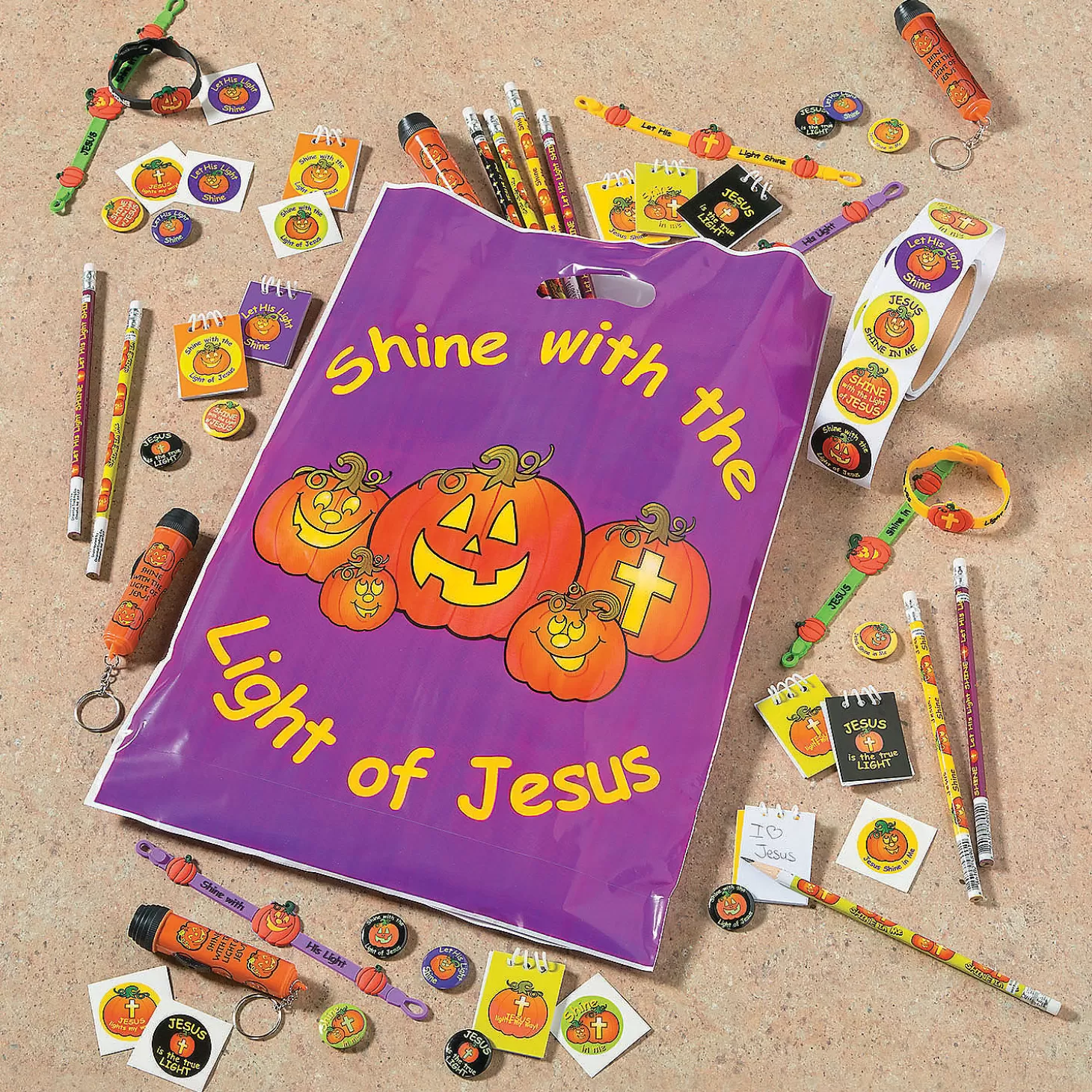 Discount Bulk 48 Pc. Christian Pumpkin Mini Spiral Notepads Boo Bags