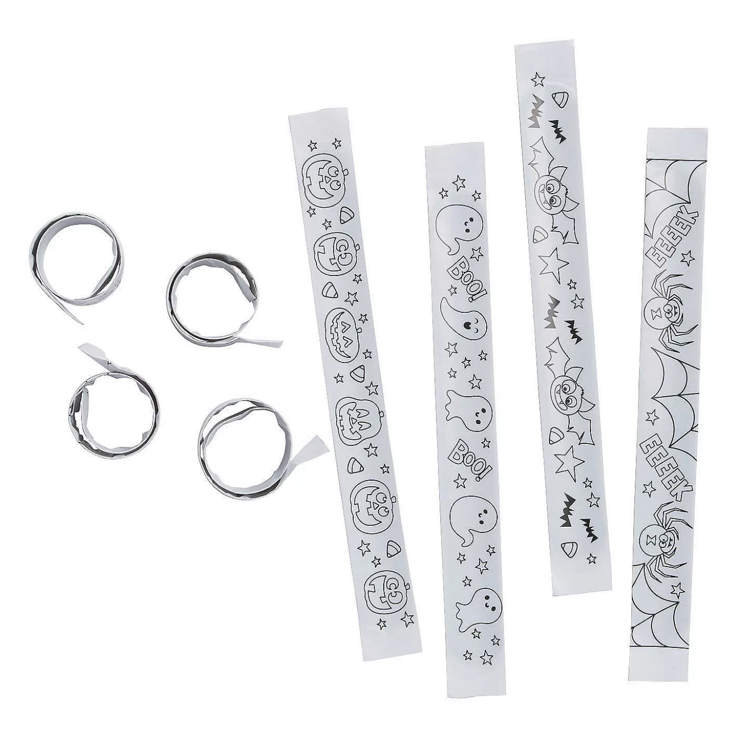 Discount Bulk 48 Pc. Color Your Own Halloween Slap Bracelets Halloween Apparel & Accessories