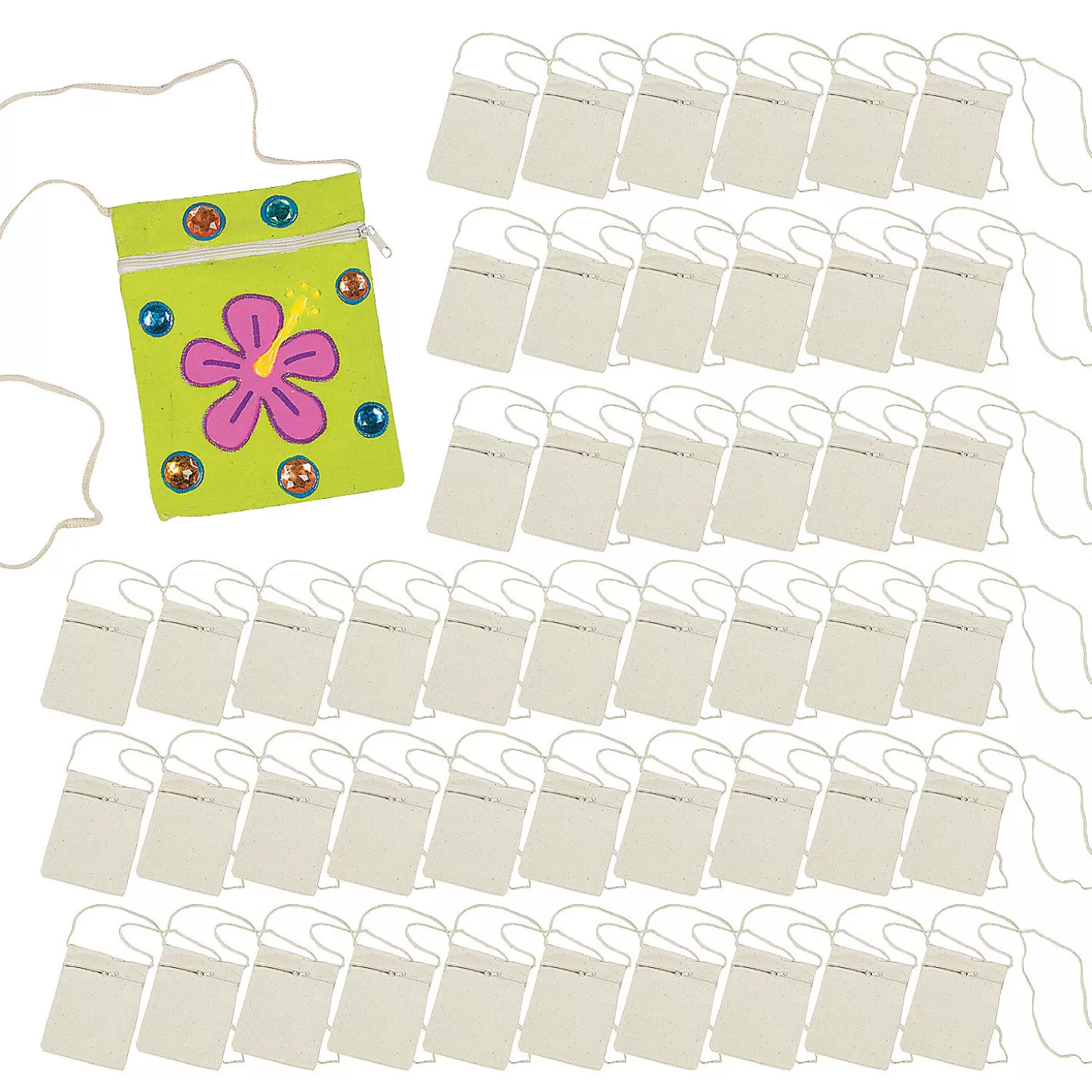 Shop Bulk 48 Pc. Diy Canvas Zipper Purses Bulk Halloween Supplies