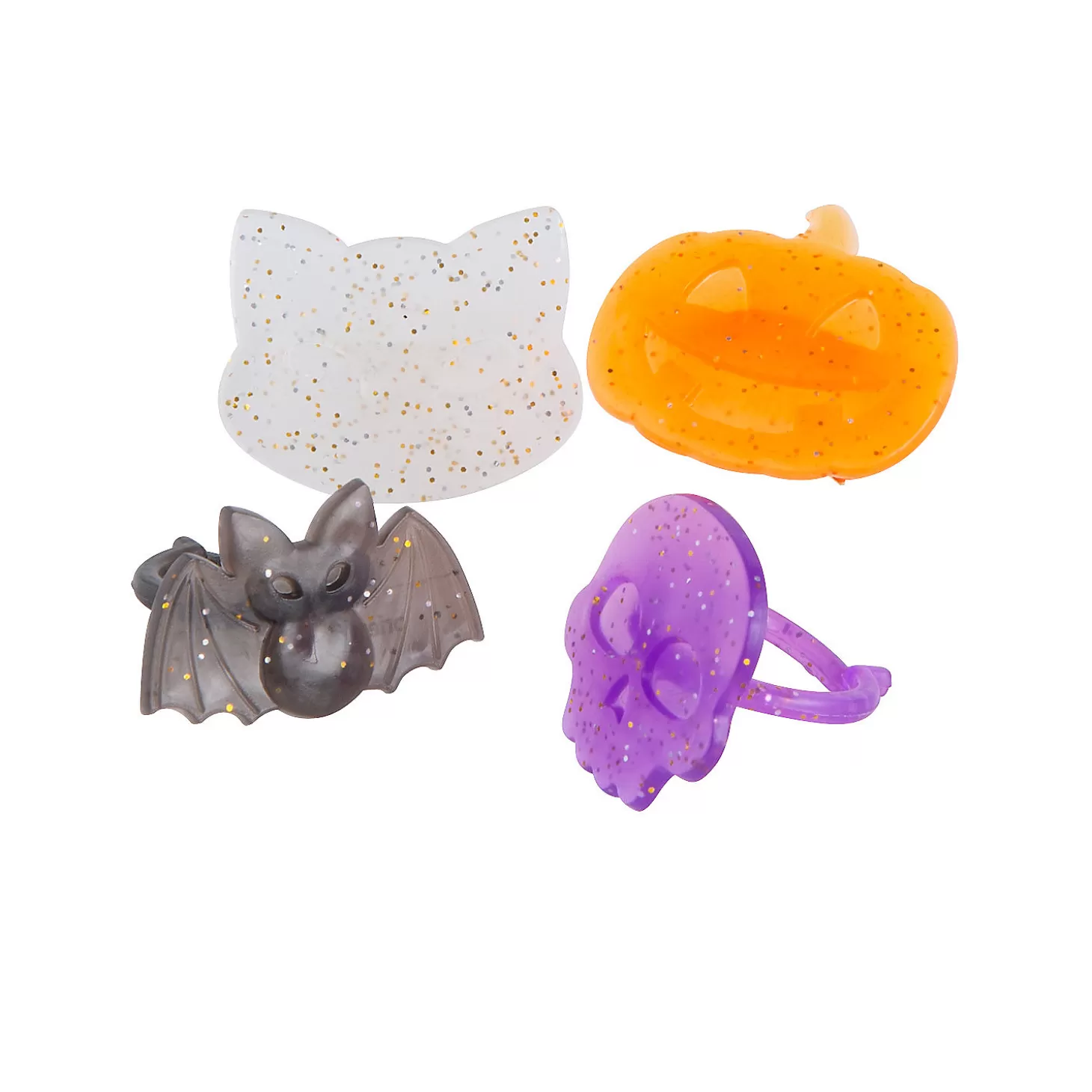 New Bulk 48 Pc. Halloween Glitter Rings Boo Bags