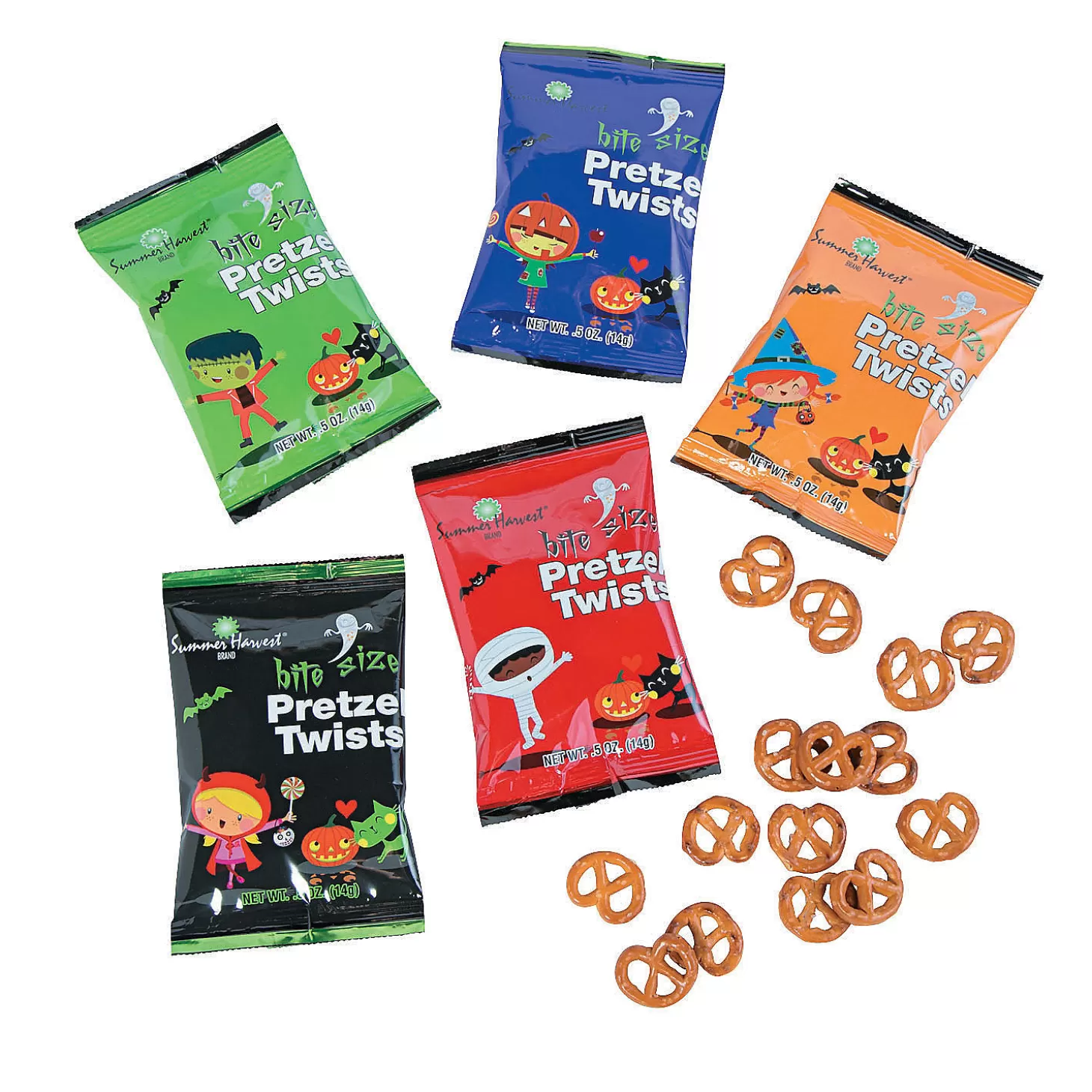 Hot Bulk 48 Pc. Halloween Pretzel Packets Bulk Halloween Supplies