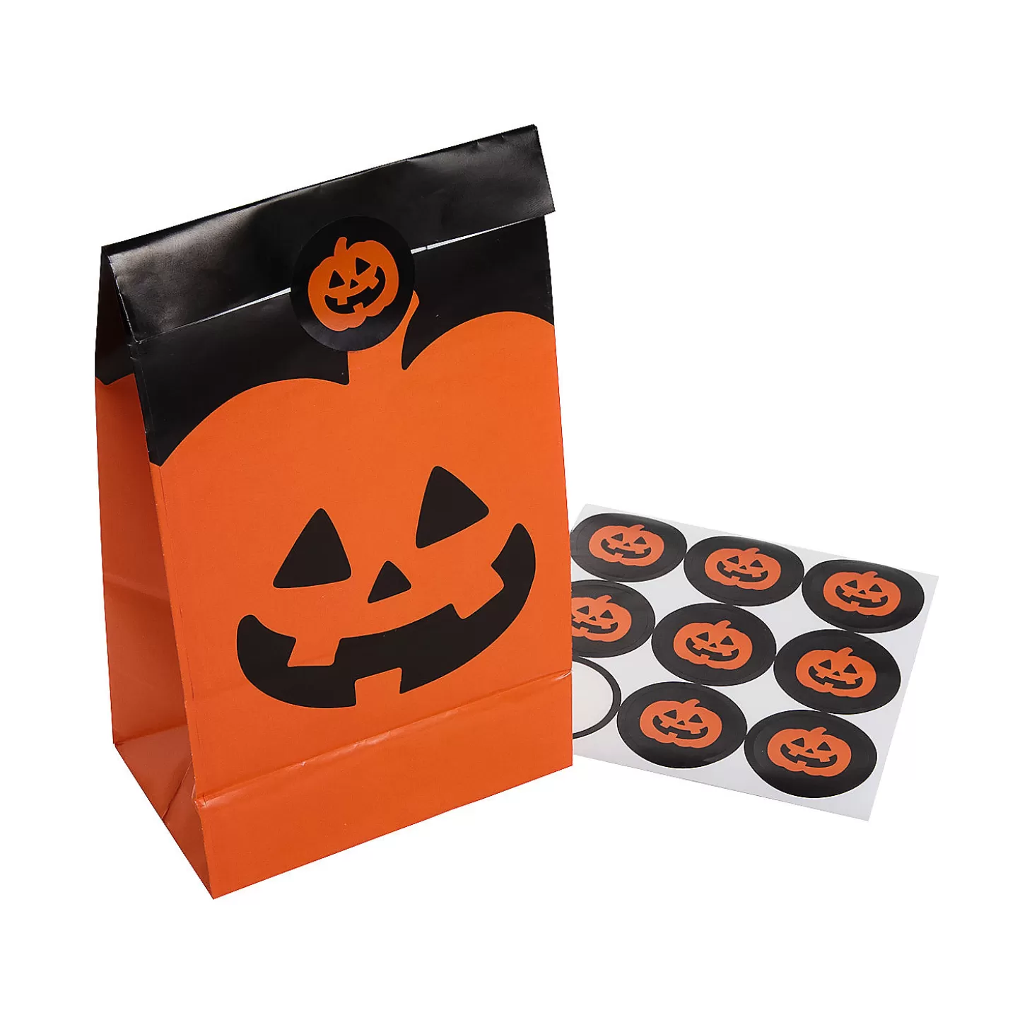 Outlet Bulk 48 Pc. Jack-O'-Lantern Treat Bags With Stickers Halloween Bags