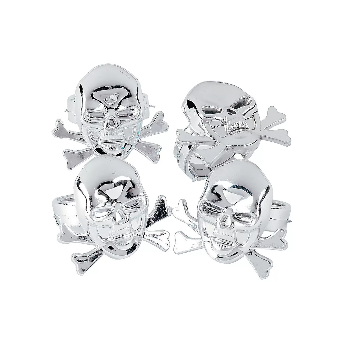 New Bulk 48 Pc. Pirate Skull Plastic Rings Accessories For Kids