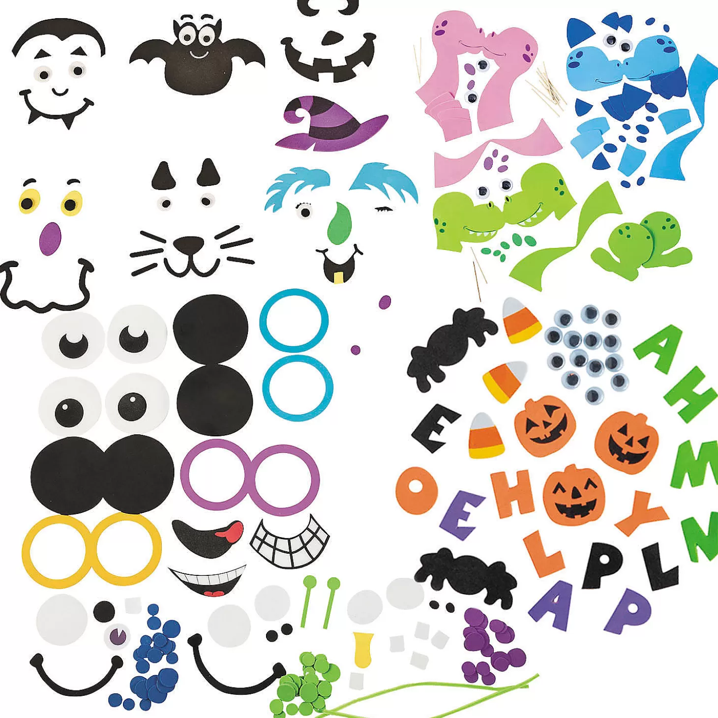 Cheap Bulk 48 Pc. Pumpkin Decorating Craft Kit Assortment - Makes 48 Bulk Halloween Supplies