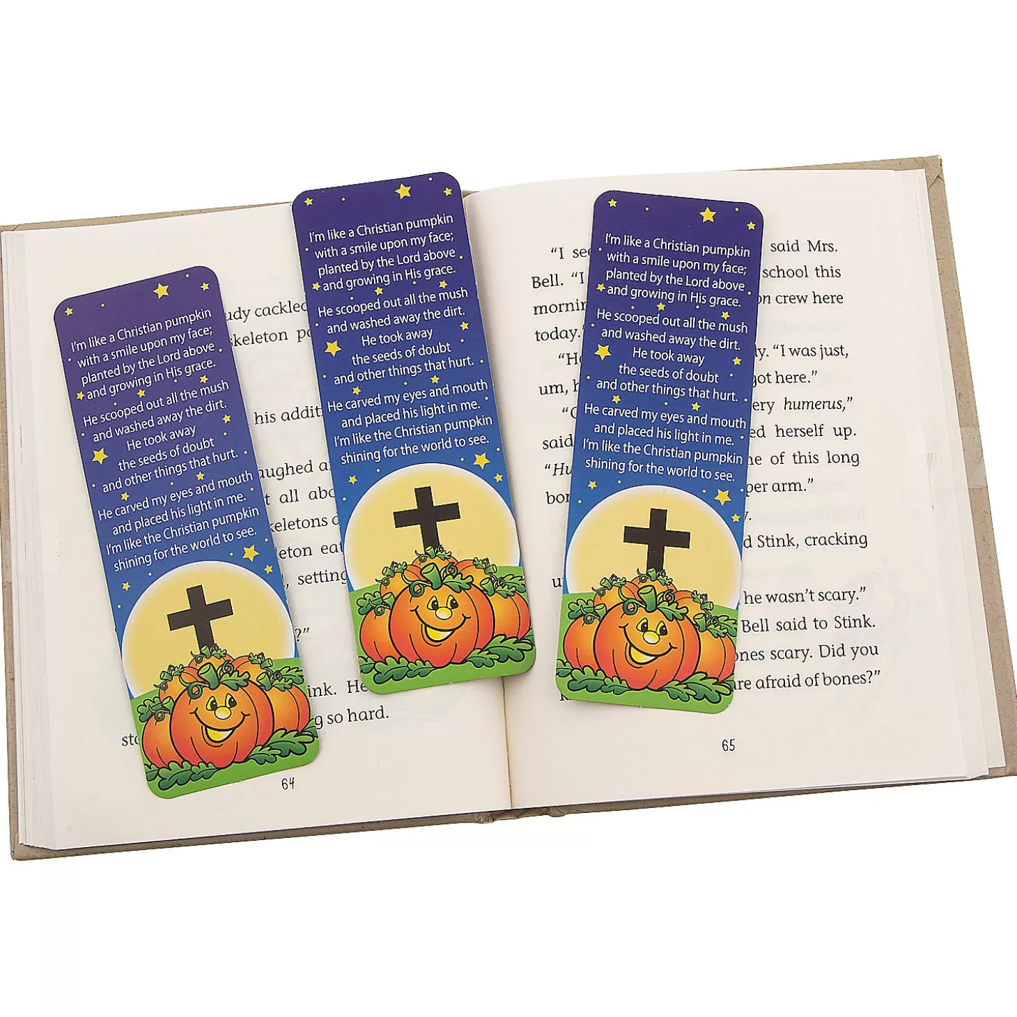 New Bulk 48 Pc. Pumpkin Prayer Bookmarks Religious Halloween