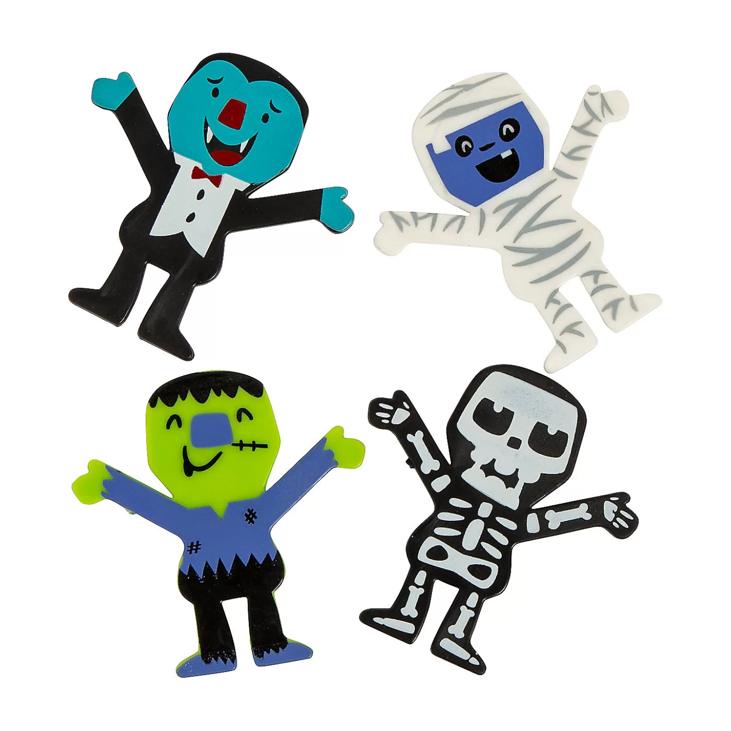 Discount Bulk 48 Pc. Vinyl Skeleton, Mummy, Green Monster, Vampire Halloween Monster Characters Boo Bags