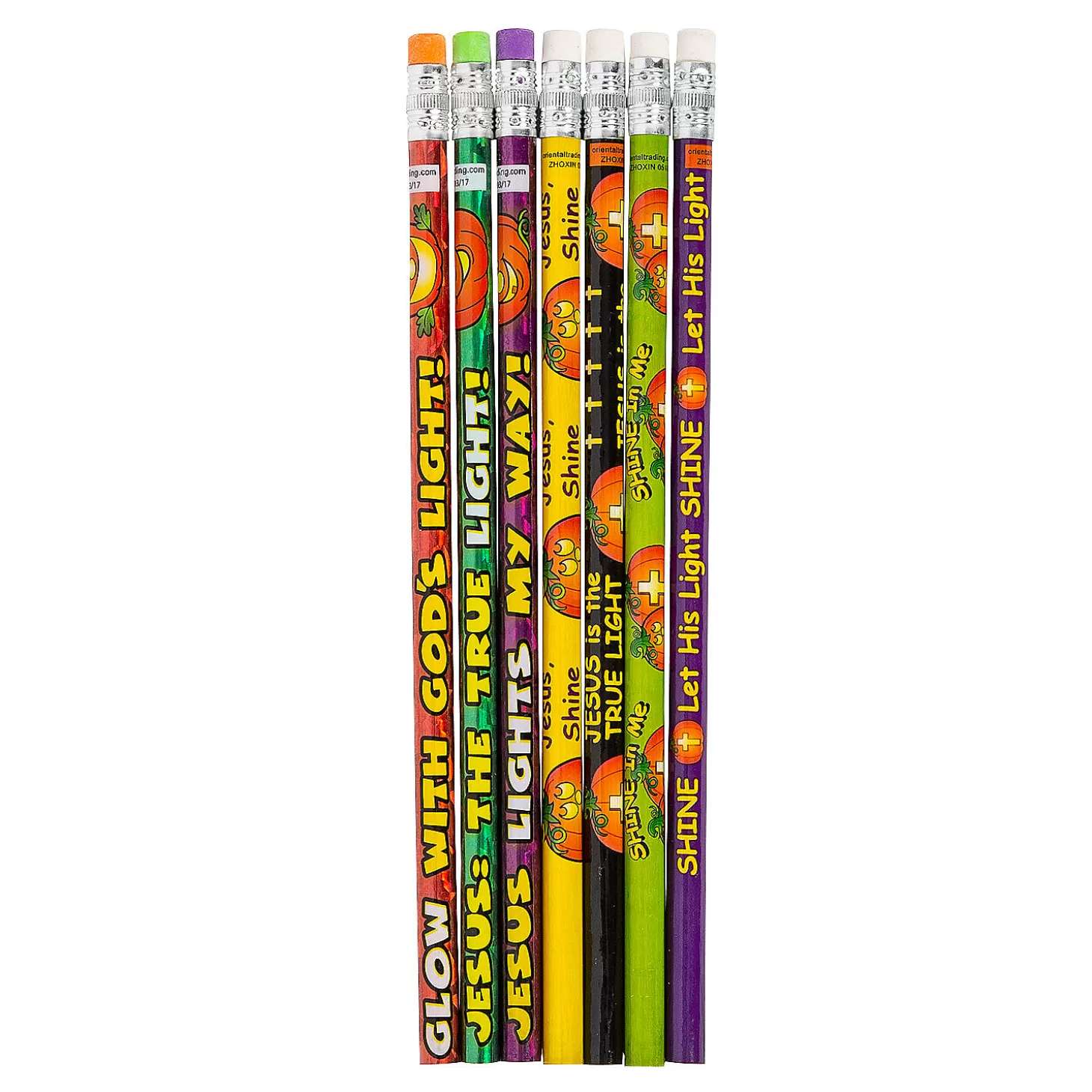 Hot Bulk 48 Pc.Christian Pumpkin Pencil Assortment Boo Bags