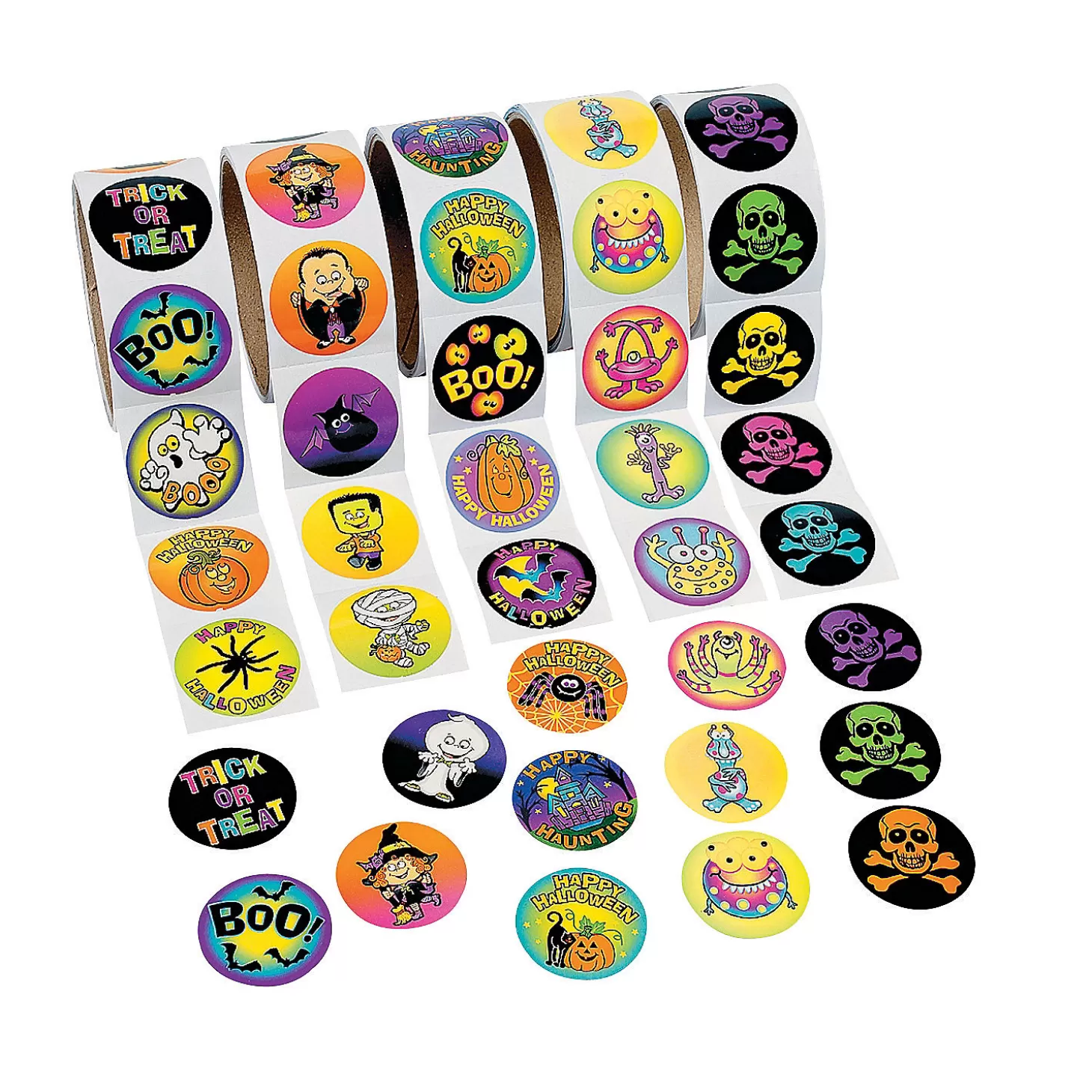 Fashion Bulk 500 Pc. Halloween Roll Sticker Assortment Bulk Halloween Supplies