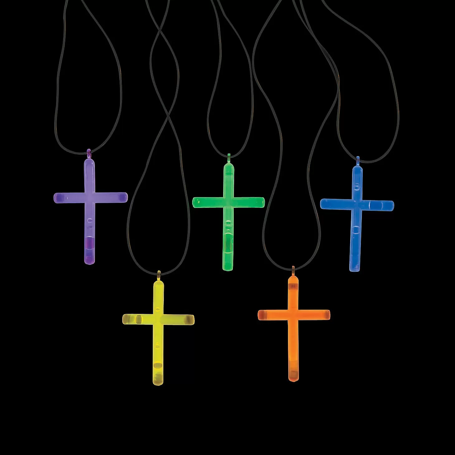 Outlet Bulk 50 Pc. Glow Stick Cross Necklaces Religious Halloween