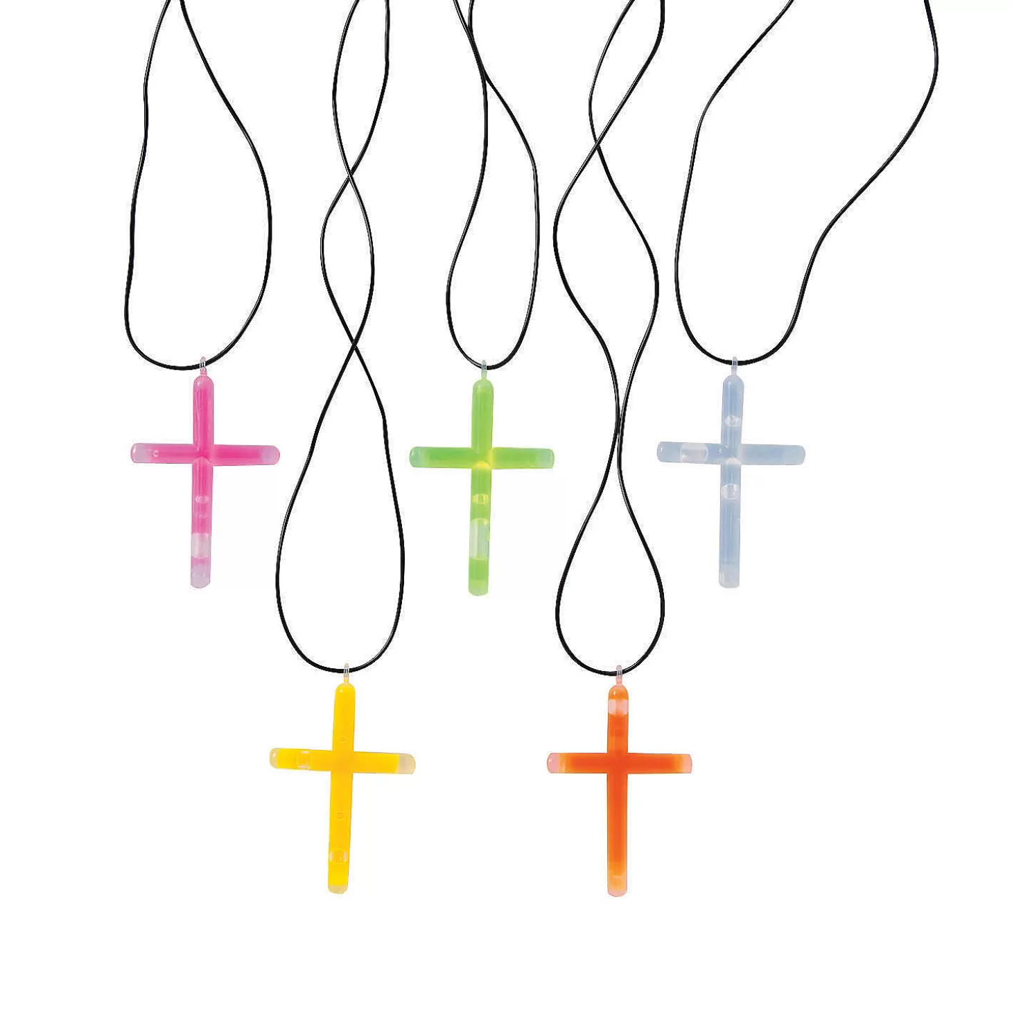 Outlet Bulk 50 Pc. Glow Stick Cross Necklaces Religious Halloween