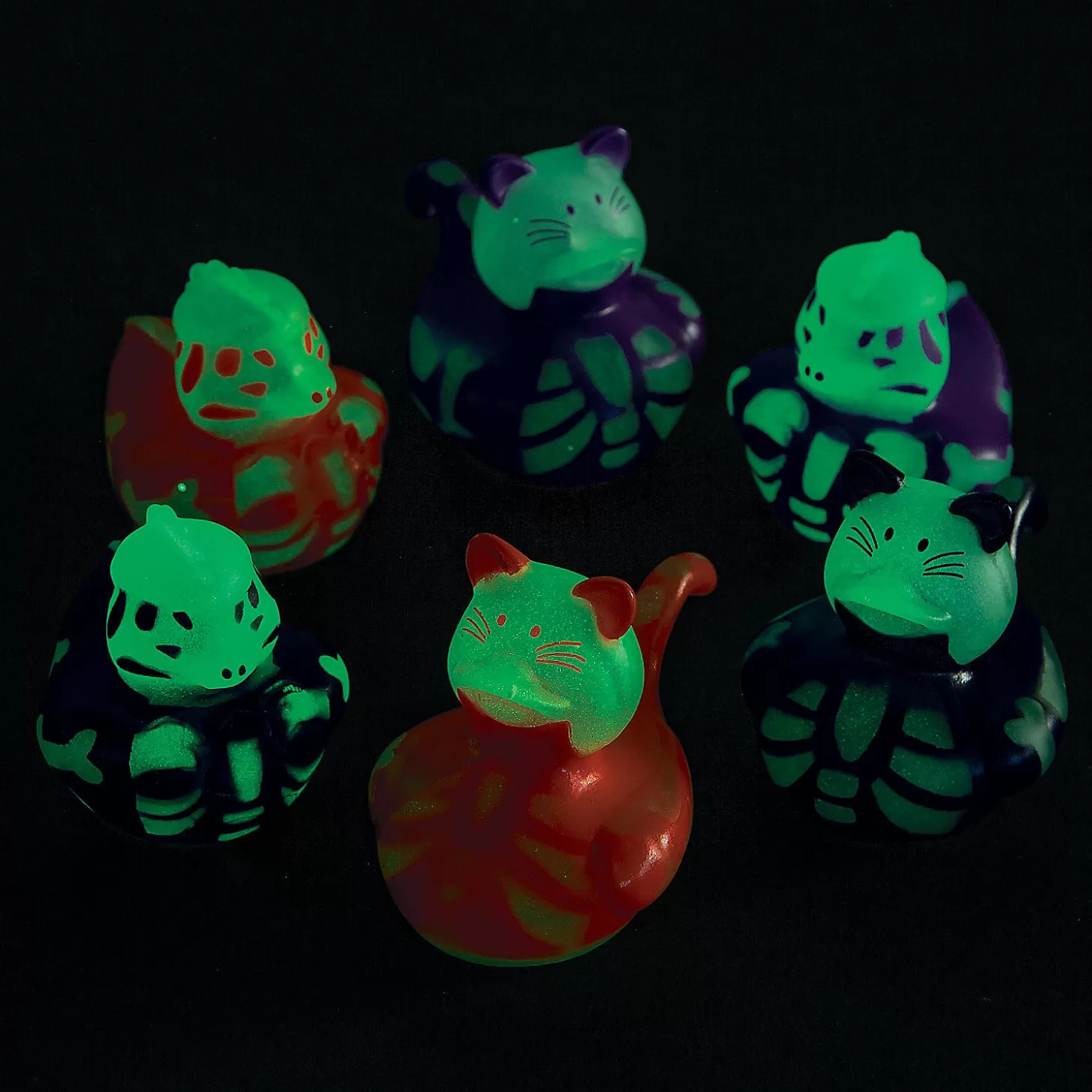 Shop Bulk 50 Pc. Glow-In-The-Dark Halloween Skeleton Rubber Duck Assortment Halloween Handouts