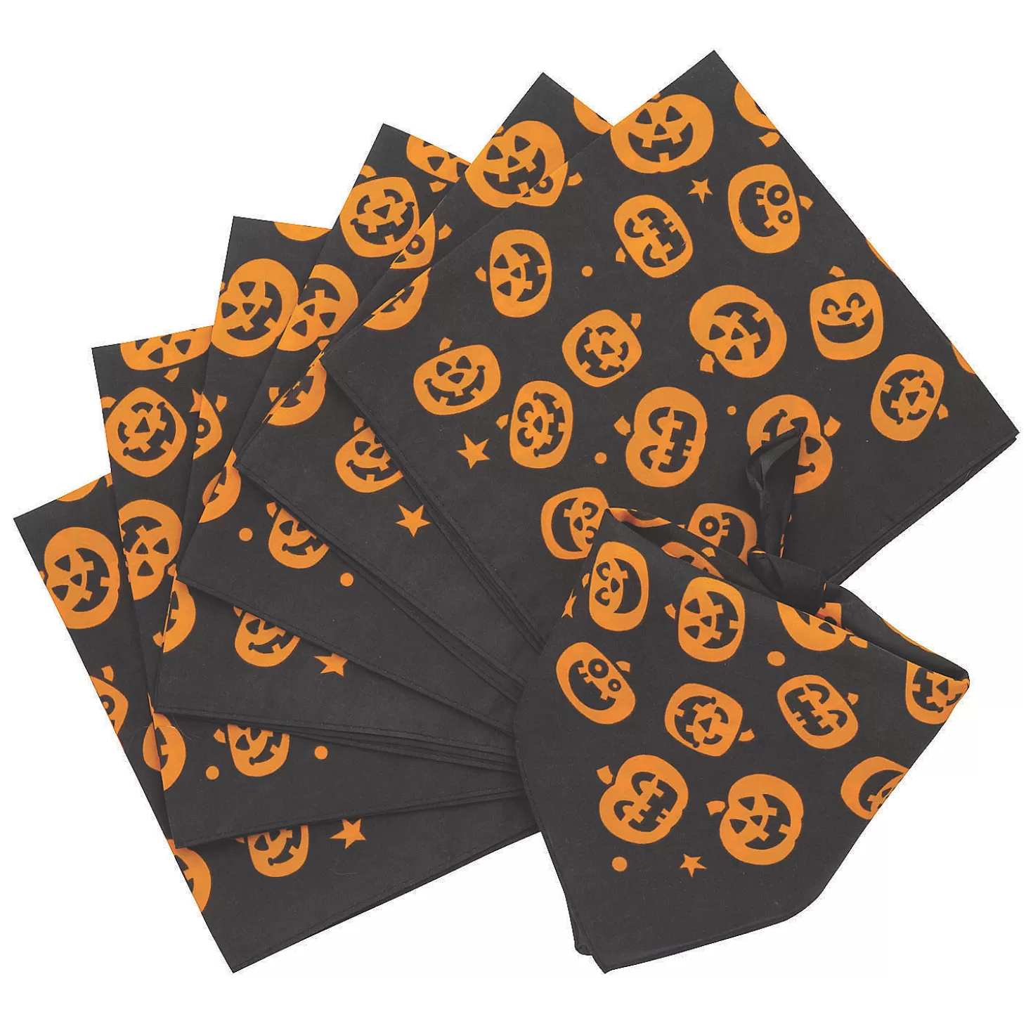 Discount Bulk 50 Pc. Pumpkin Face Bandanas Bulk Halloween Supplies