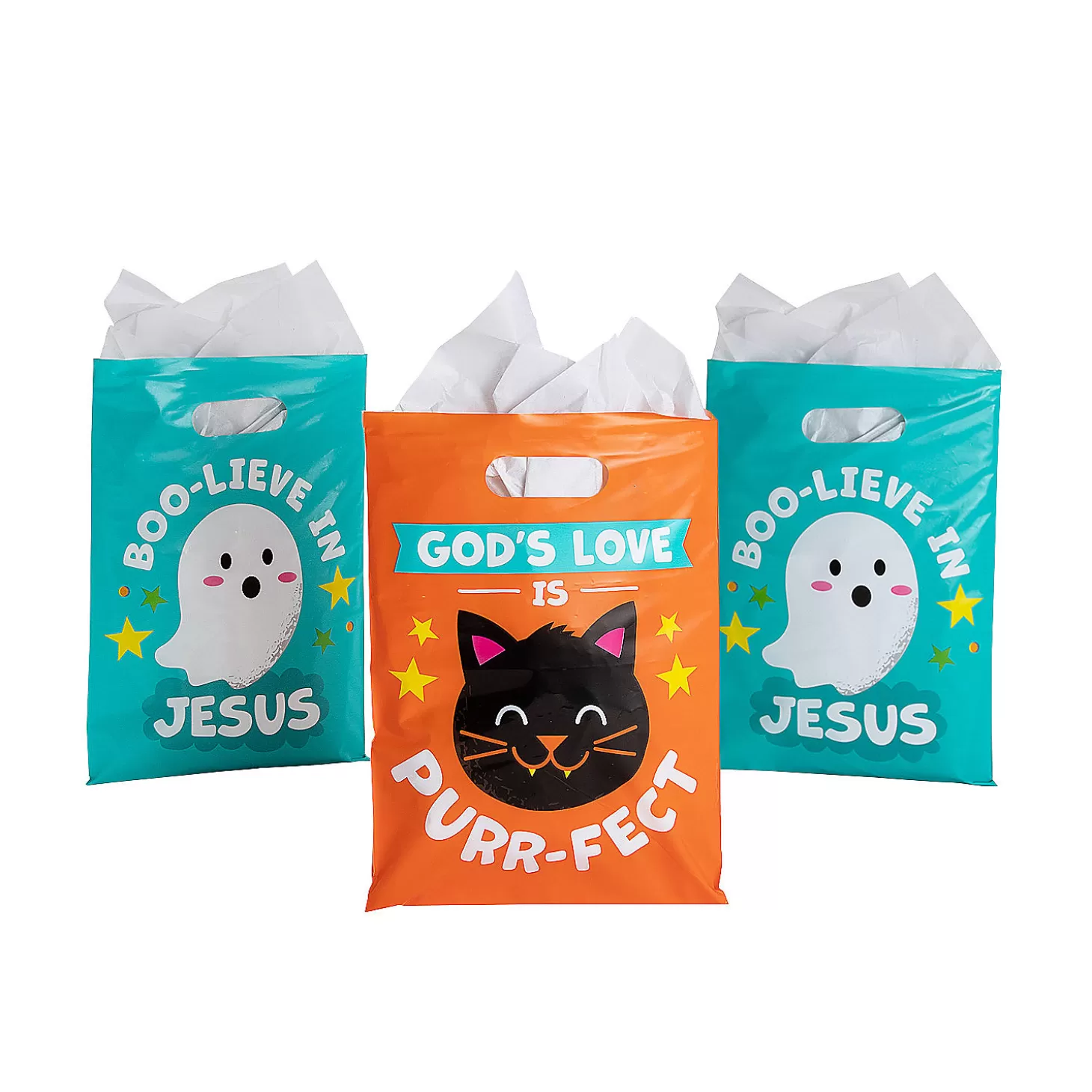 Cheap Bulk 50 Pc. Religious Halloween Character Favor Bags Halloween Bags