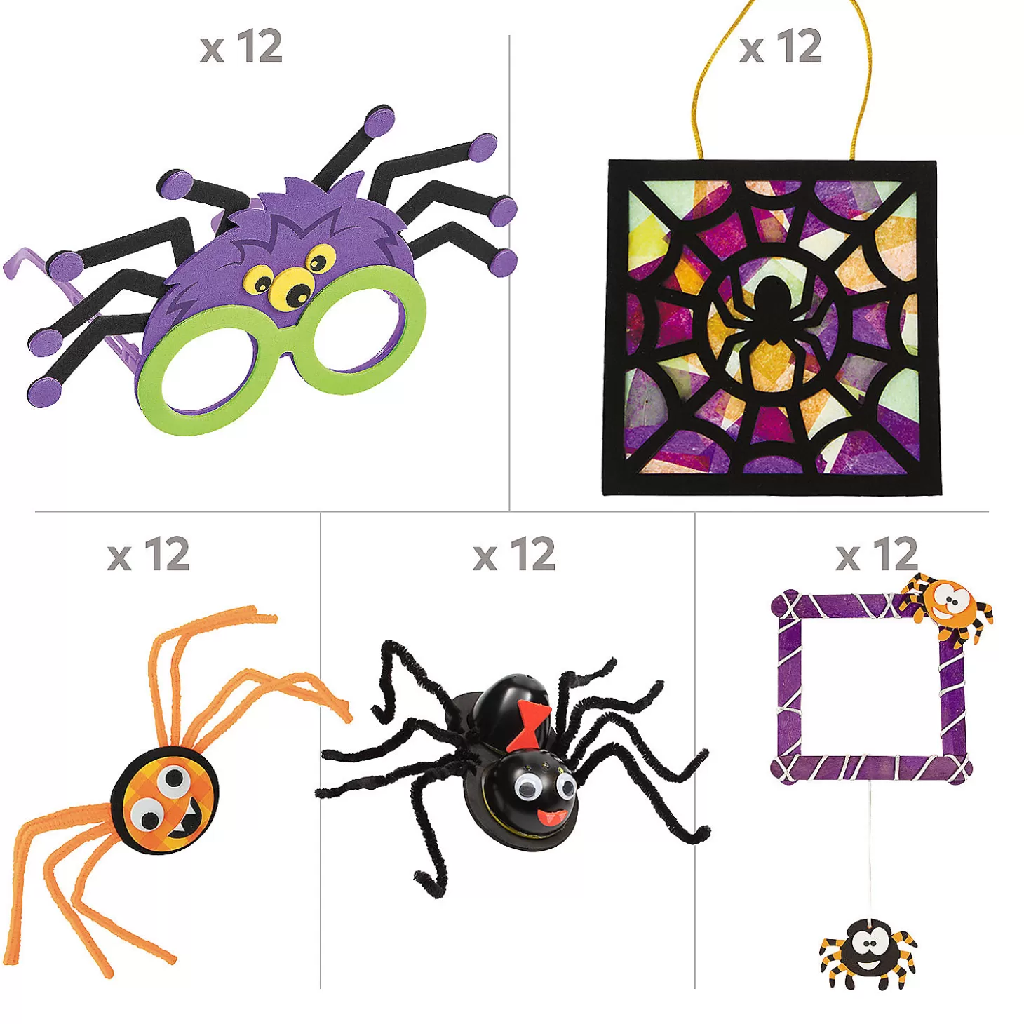 Fashion Bulk 60 Pc. Halloween Spooky Spiders Craft Kit Assortment Halloween Fun Kits