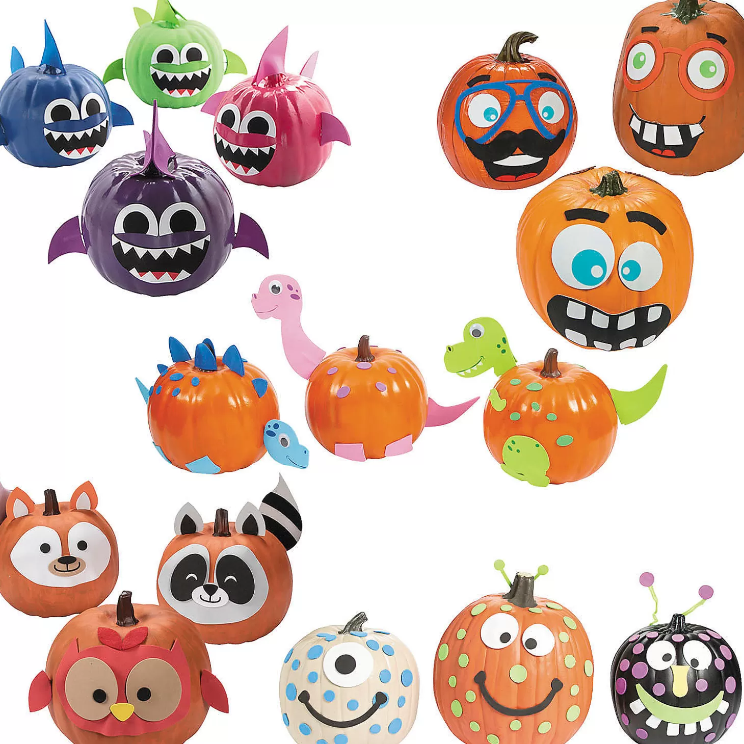 Discount Bulk 60 Pc. Pumpkin Decorating Craft Kit Assortment - Makes 60 Halloween Fun Kits