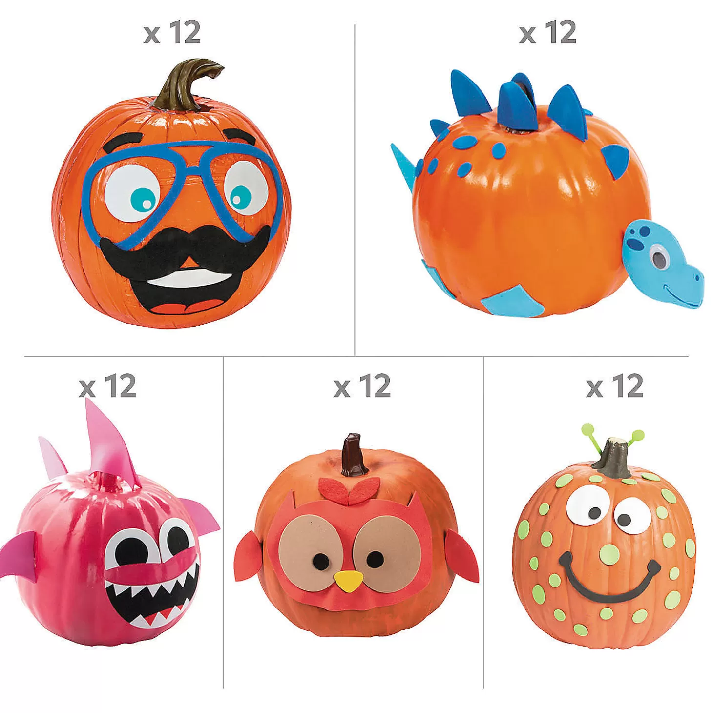 Discount Bulk 60 Pc. Pumpkin Decorating Craft Kit Assortment - Makes 60 Halloween Fun Kits