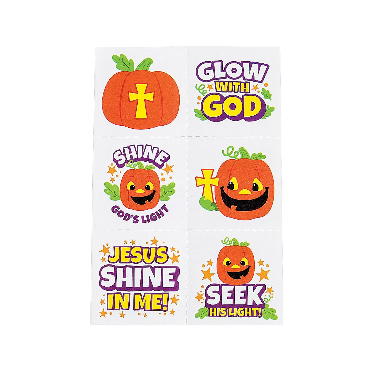 Flash Sale Bulk 72 Pc. Glow-In-The-Dark Christian Pumpkin Temporary Tattoos Bulk Halloween Supplies