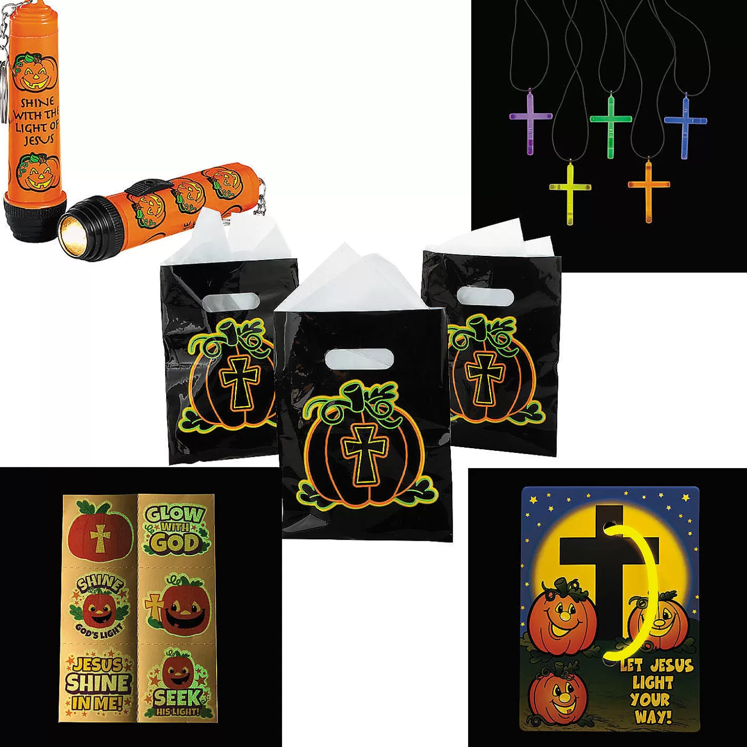 Clearance Bulk Christian Pumpkin Glow Handout Kit For 48 Religious Halloween