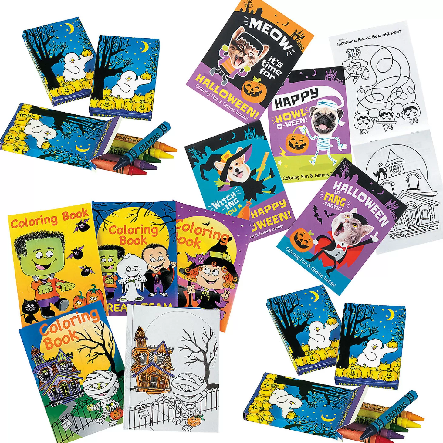 Best Sale Bulk Halloween Coloring Books & Crayons Kit For 144 Halloween Fun Kits