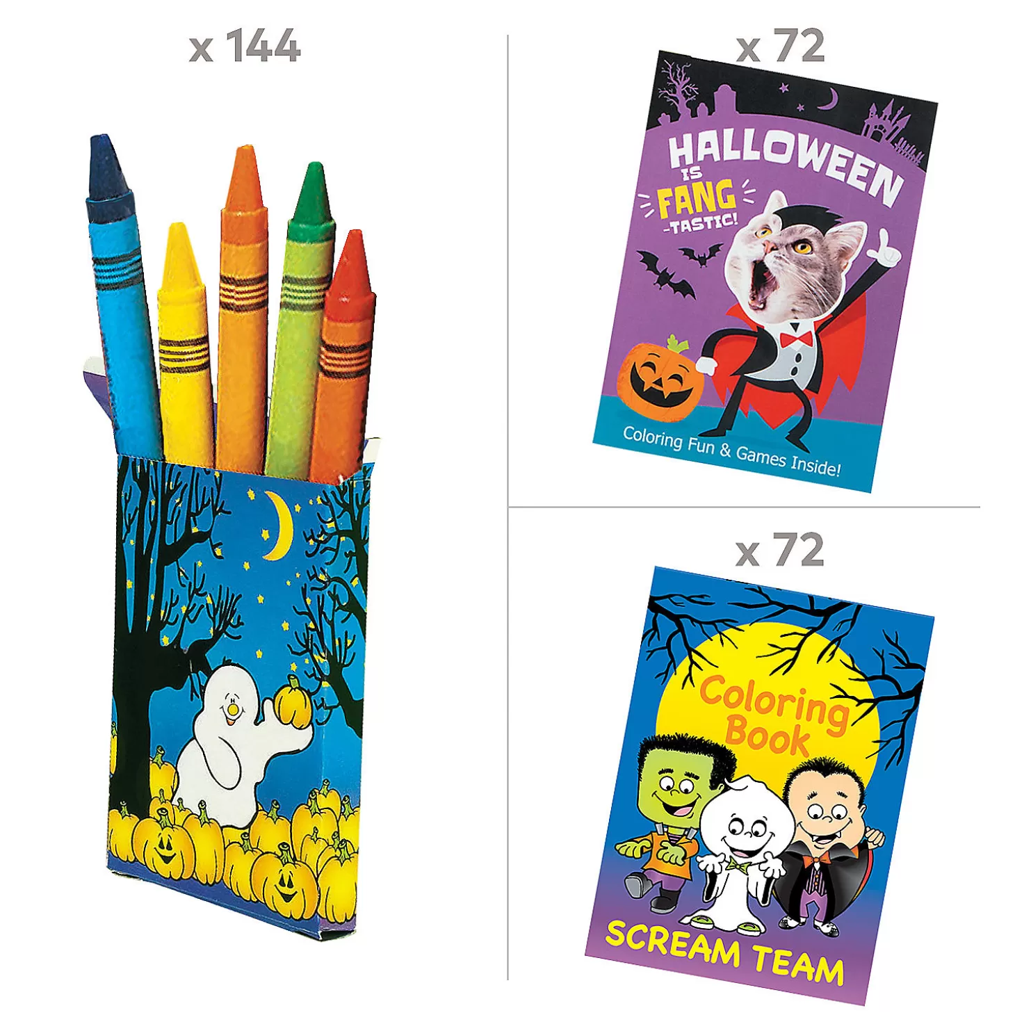 Best Sale Bulk Halloween Coloring Books & Crayons Kit For 144 Halloween Fun Kits