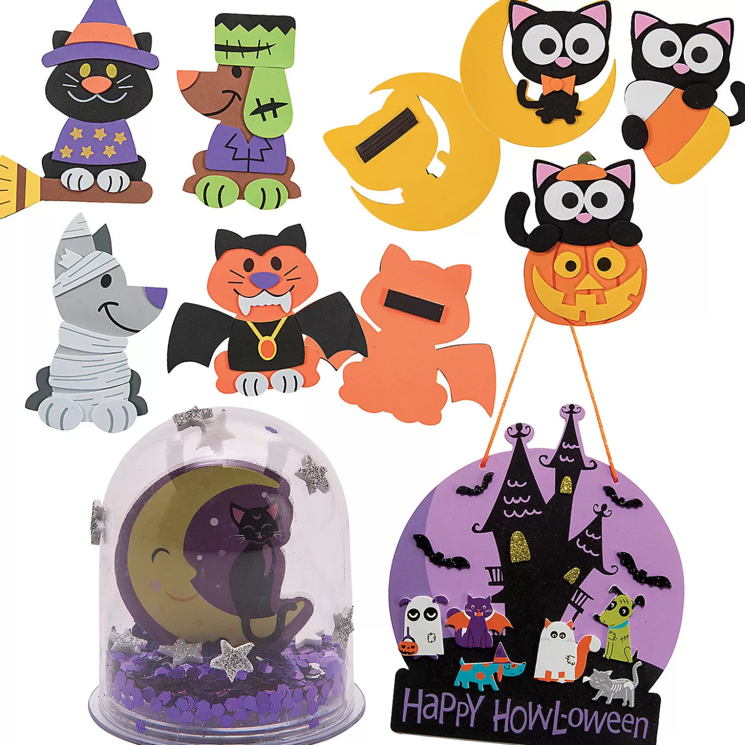 Online Bulk Halloween Howl-O-Ween Is Purrr-Fect Craft Kit Assortment - Makes 48 Halloween Fun Kits