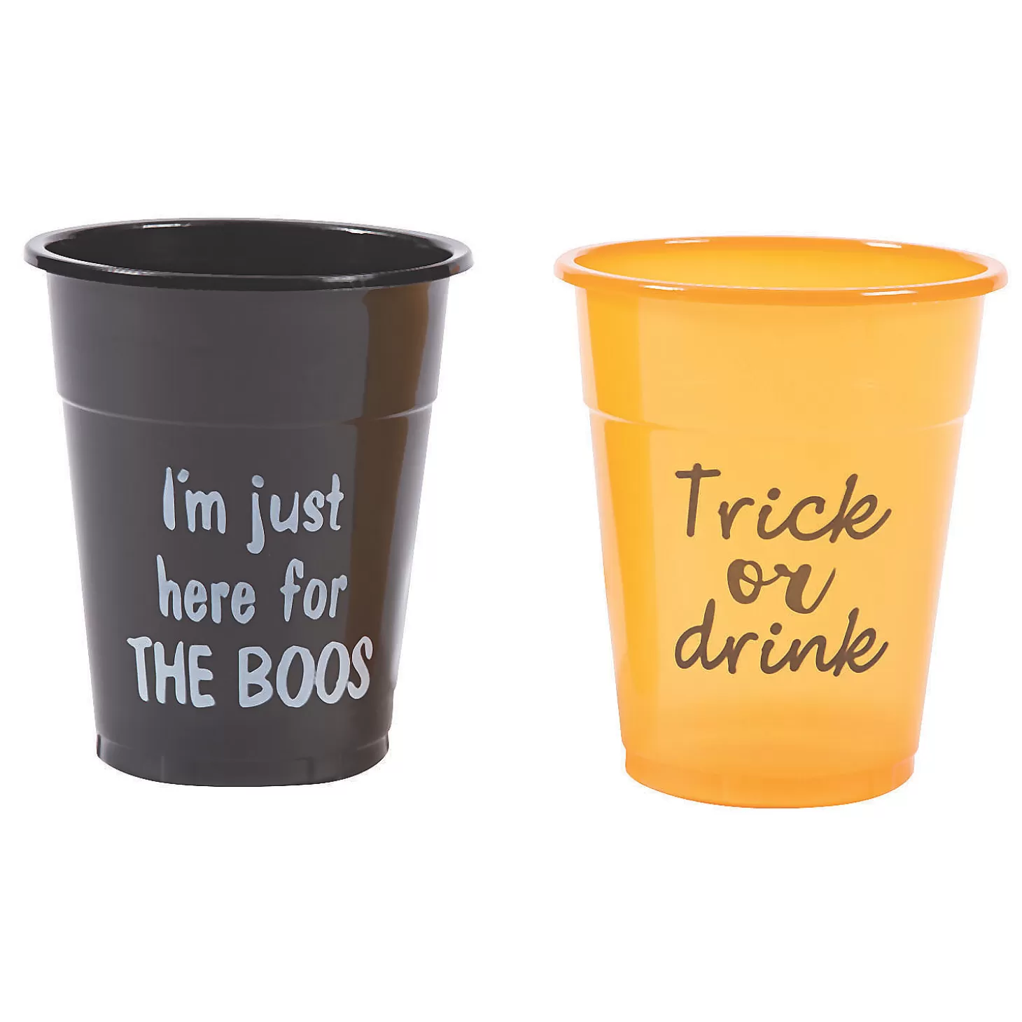 Clearance Bulk Halloween Party Trick-Or-Drink Black & Orange Plastic Cups - 150 Pc. Tableware