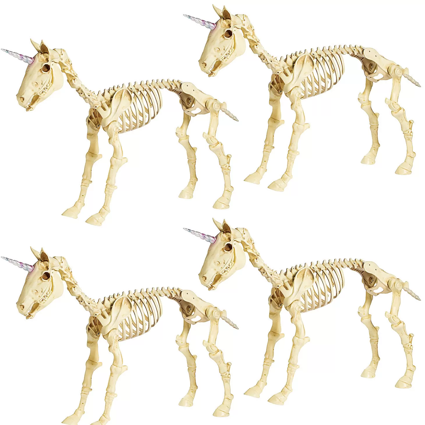 Clearance Bulk Unicorn Skeleton Halloween Decorations - 4 Pc. Skulls & Skeletons