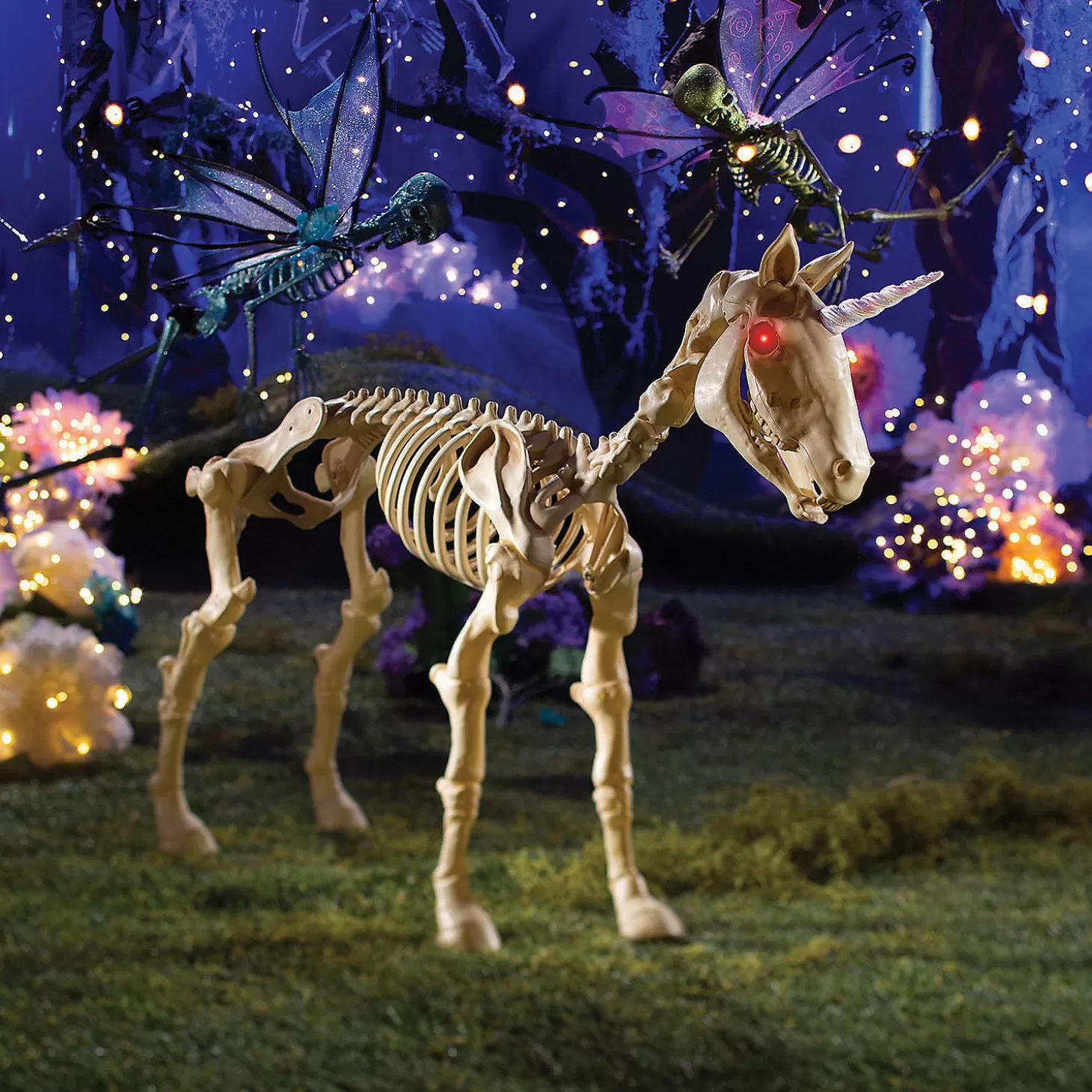 Clearance Bulk Unicorn Skeleton Halloween Decorations - 4 Pc. Skulls & Skeletons