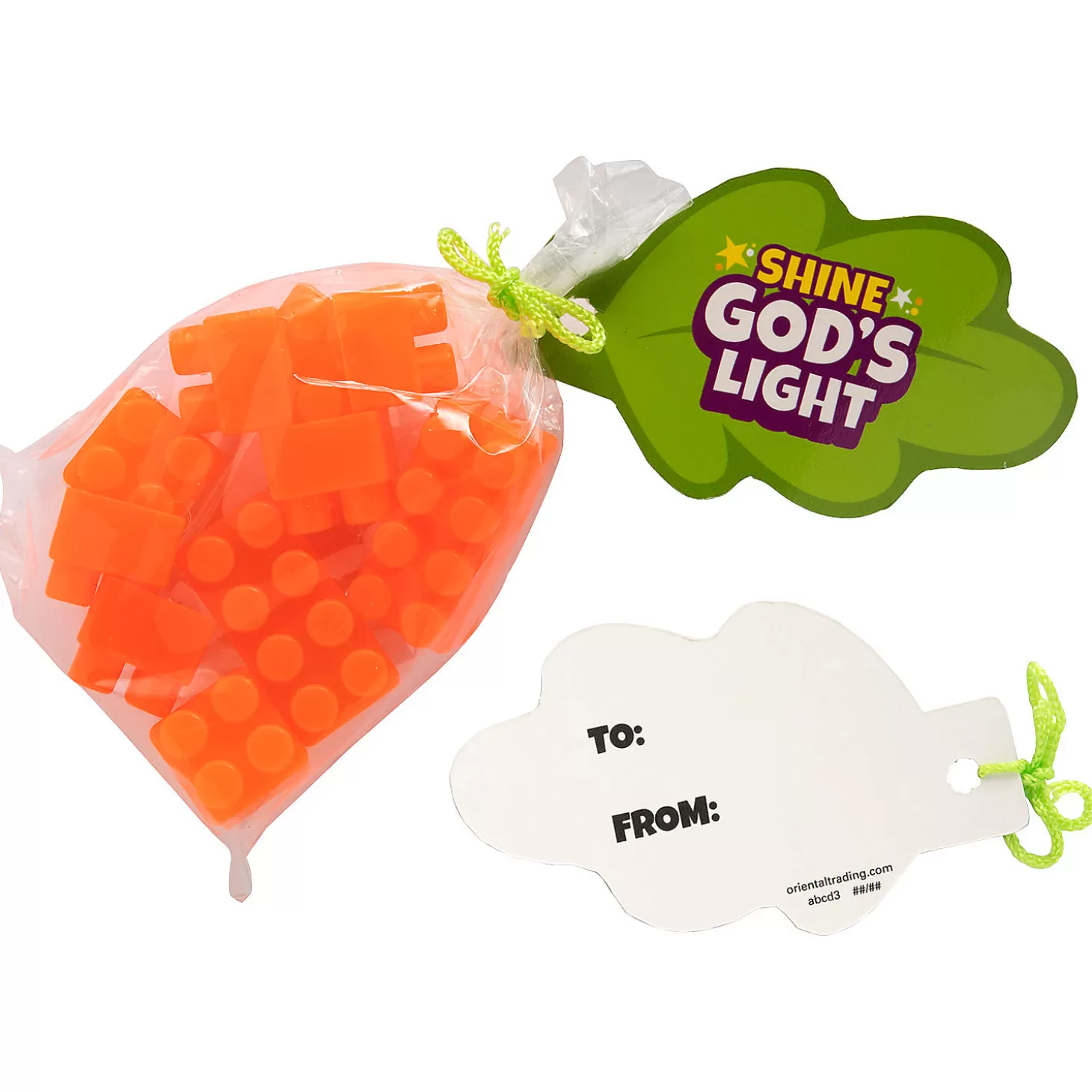 Clearance Christian Pumpkin Building Bricks Handout With Card For 12 Religious Halloween
