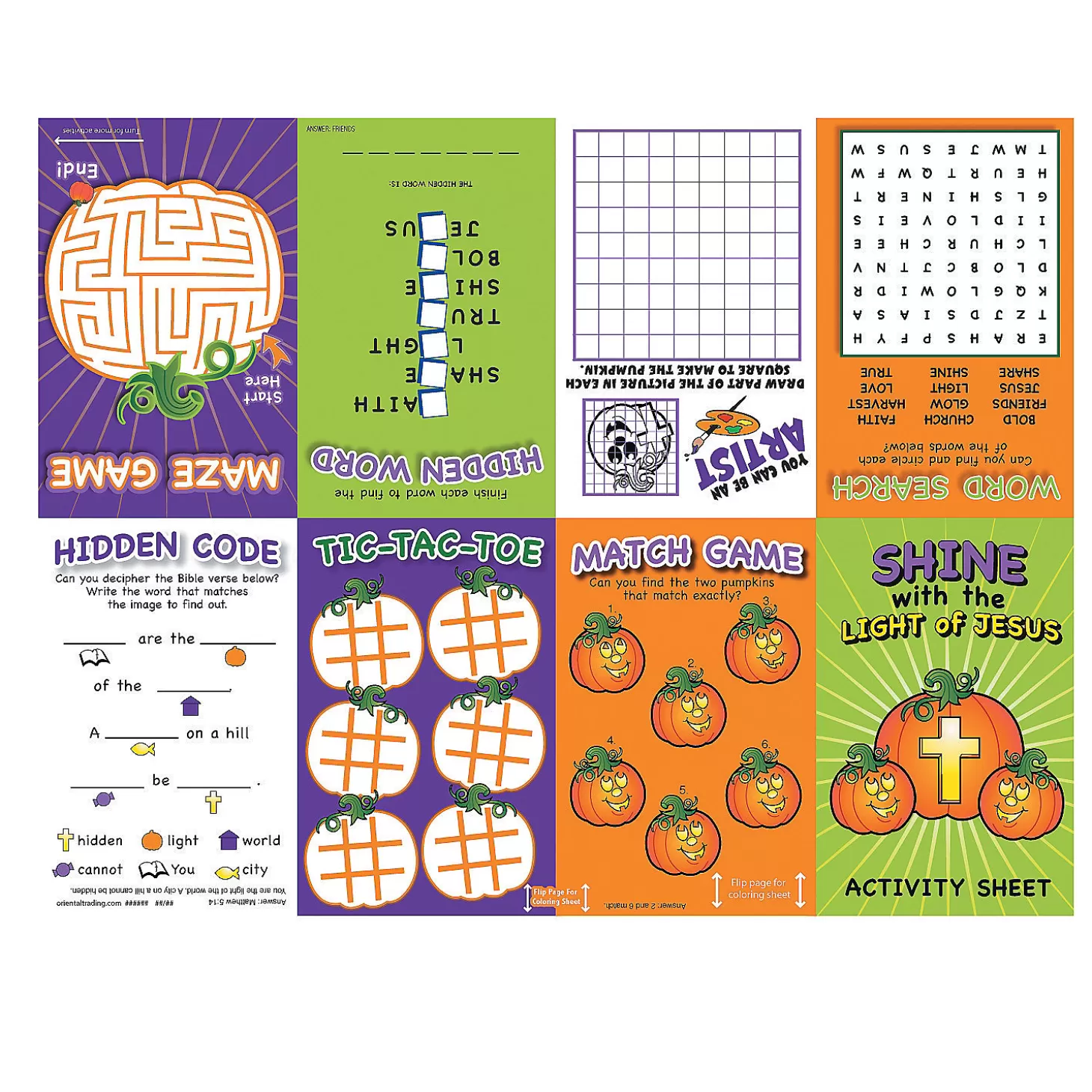 Outlet Christian Pumpkin Fold-Up Activity Sheets - 24 Pc. Religious Halloween