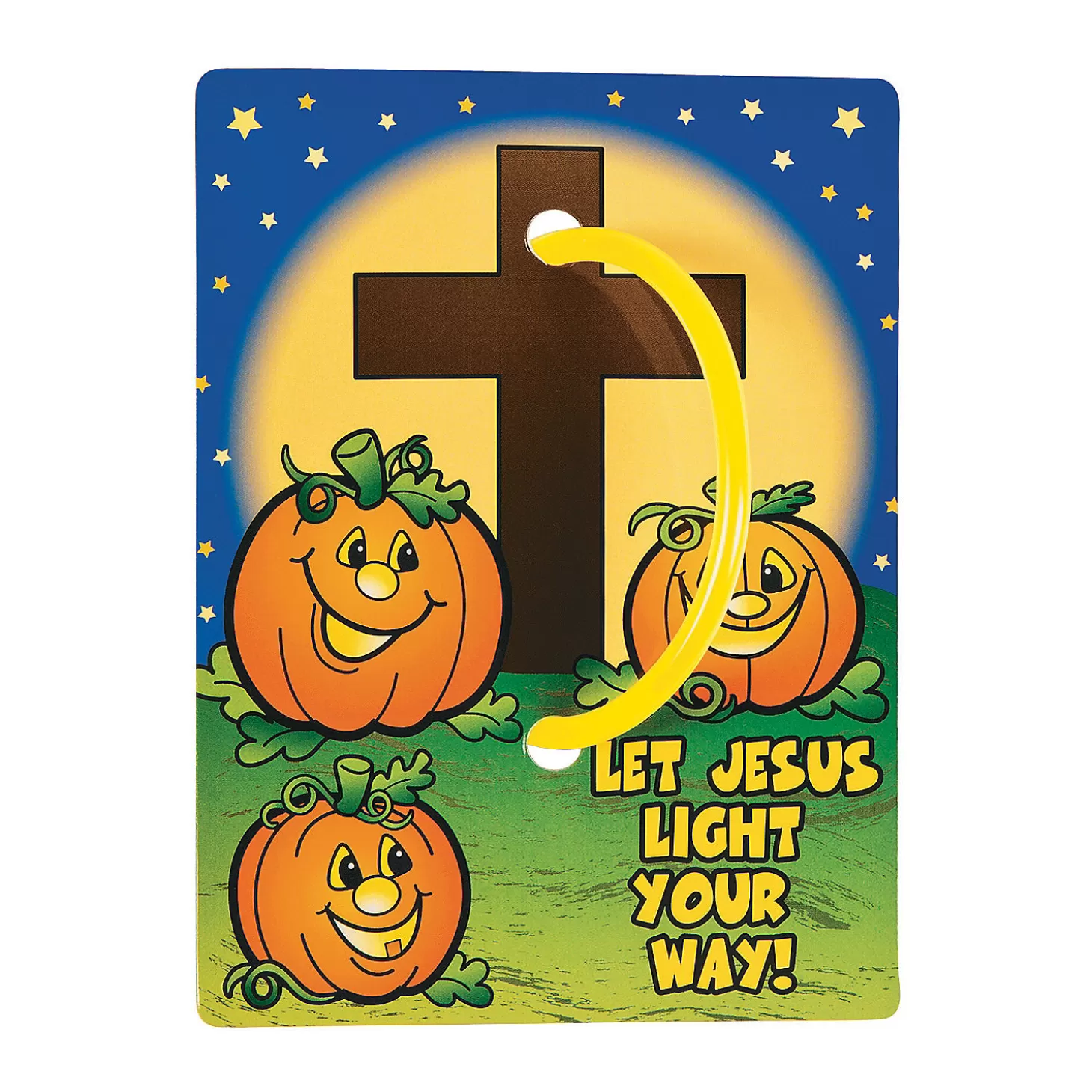 Sale Christian Pumpkin Glow Bracelets With Card - 12 Pc. Religious Halloween