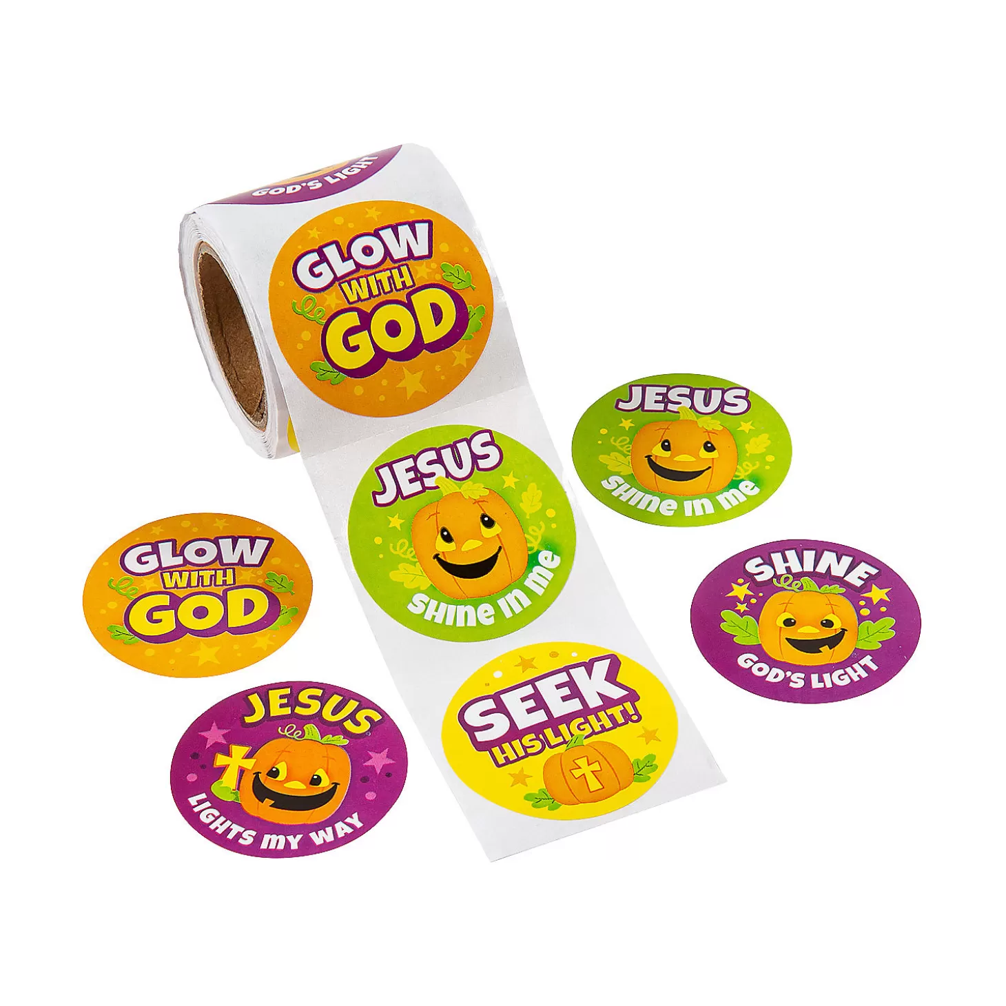 Store Christian Pumpkin Halloween Sticker Roll - 100 Stickers Religious Halloween