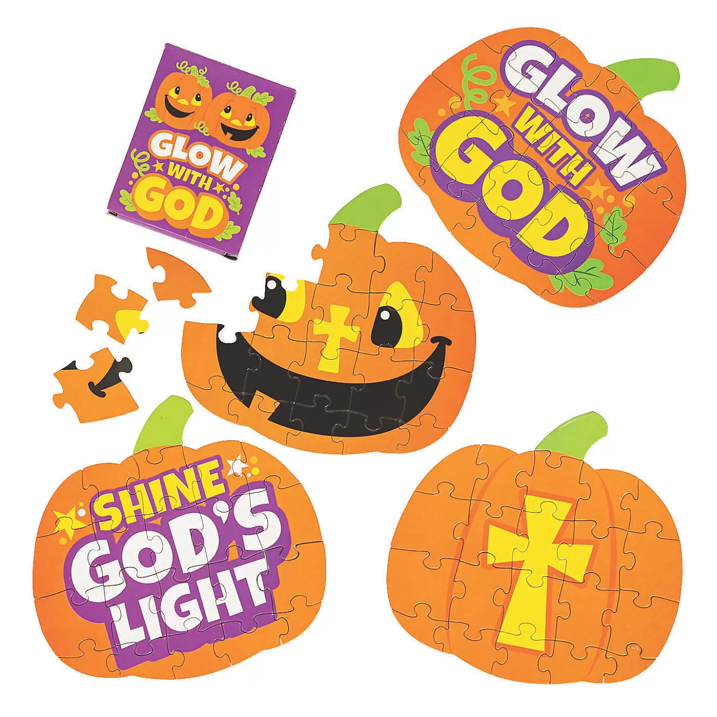 Hot Christian Pumpkin Mini Puzzles - 12 Pc. Games & Activities